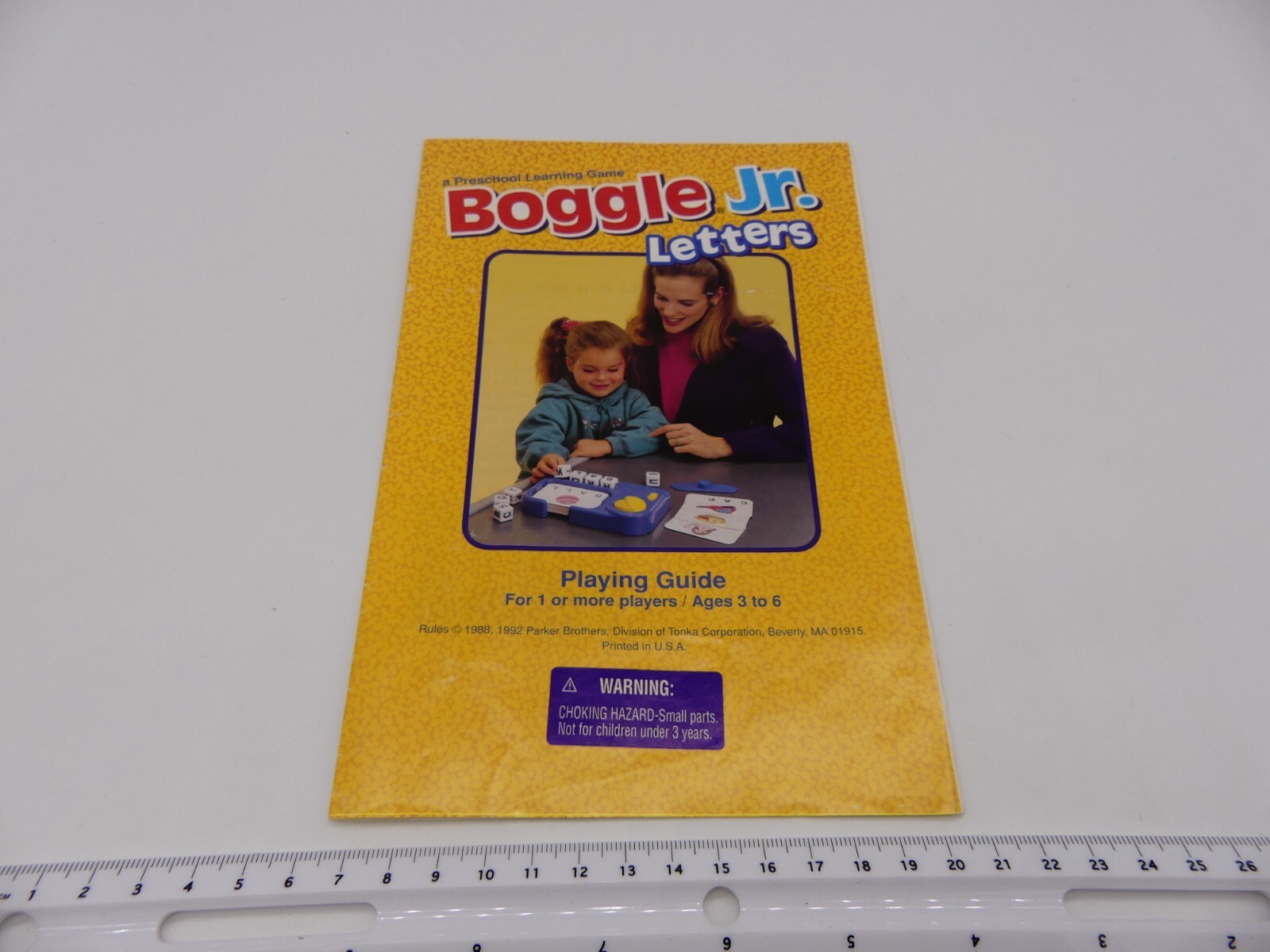1992 Boggle Jr. Letters Board Game Instruction Manual Replacement Part Only