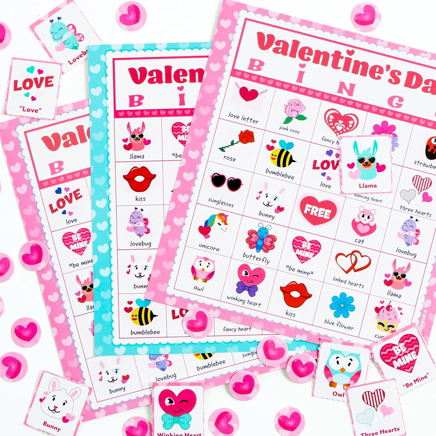 36 Player Valentines Bingo Cards 5×5 Kids Classroom Party Game Fam Activity Fun!