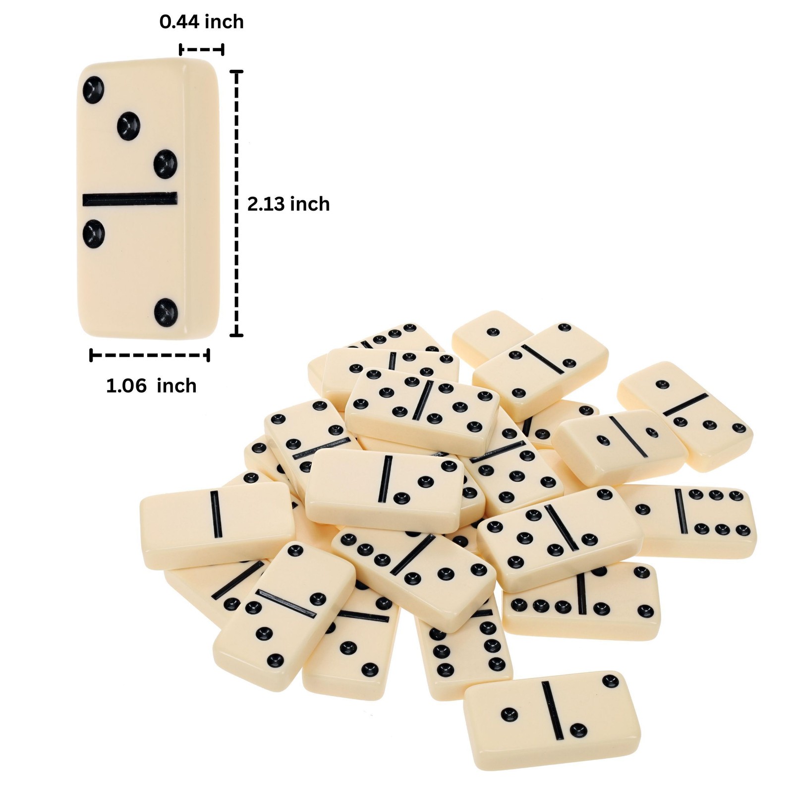WE Games Double 6 Dominoes Ivory Color Tiles with Wooden Treasure Box