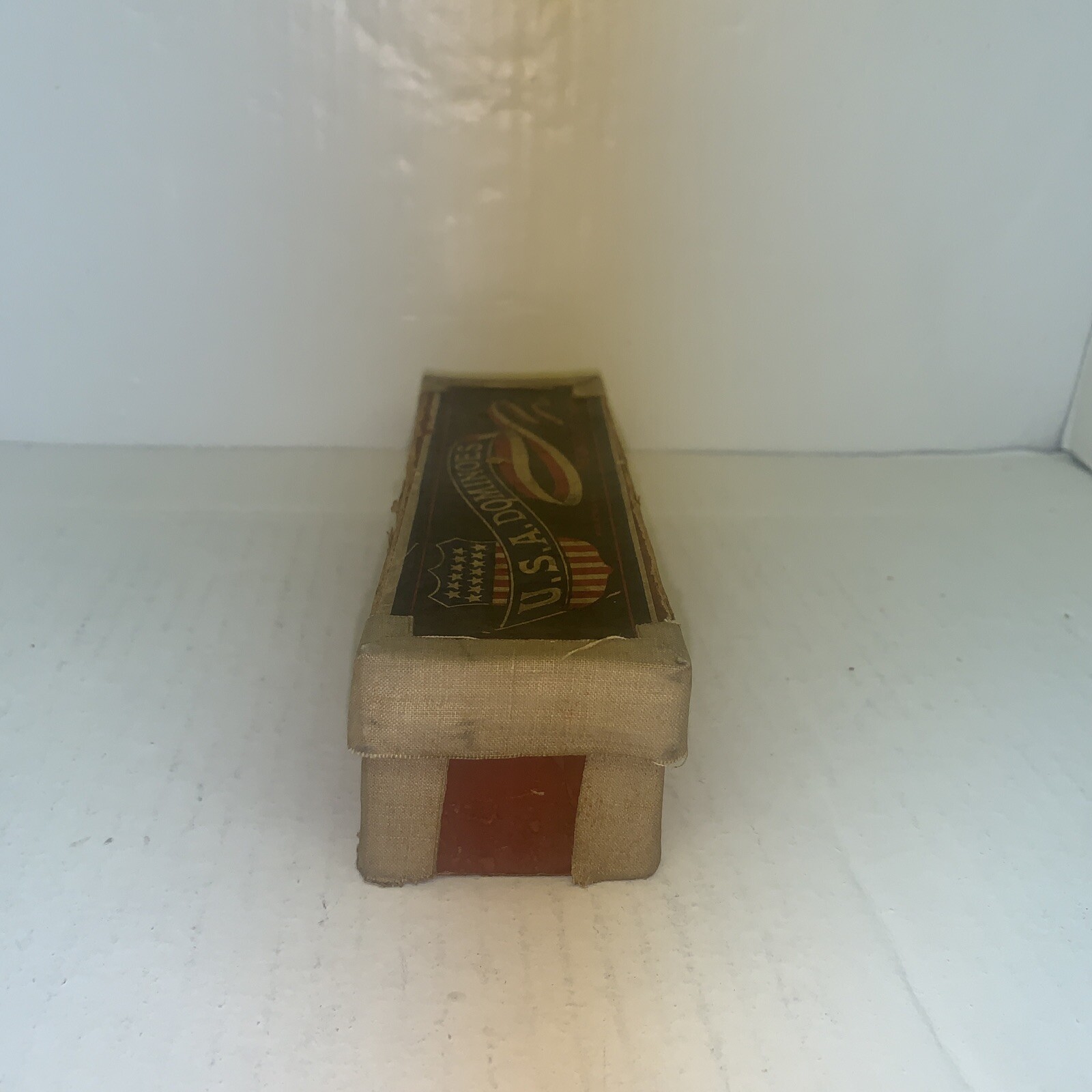 Vintage Patriotic USA Flag Embossed Dominos Game in Original Box