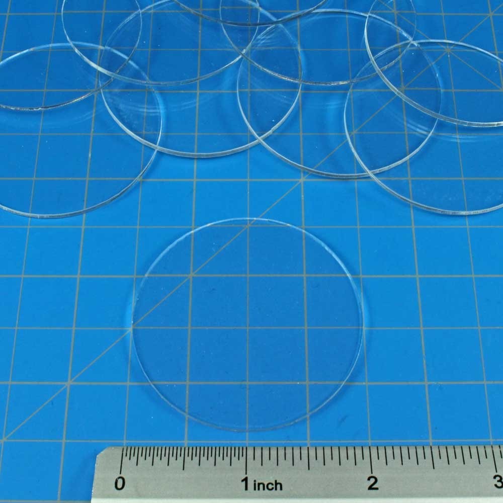 LITKO 2-Inch (50mm) Round Clear Acrylic Miniature Bases | 1.5mm Small,