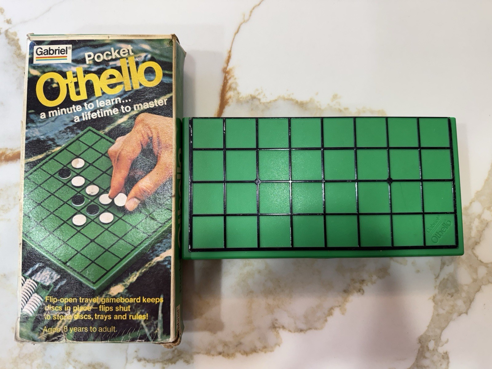 Vintage 1977 Gabriel Pocket Othello Travel Game 100% Complete + 2 Spare Pieces