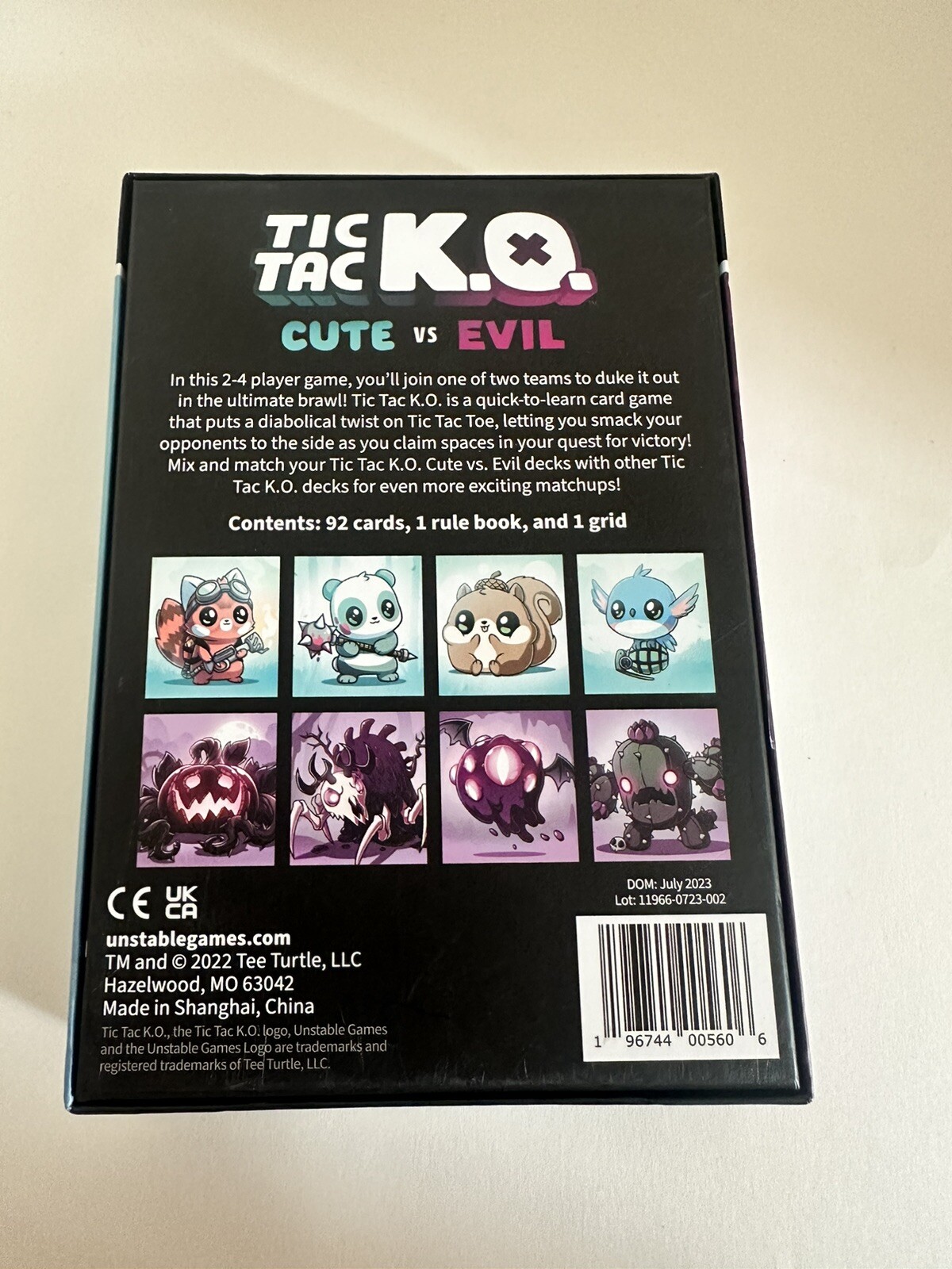 Tic Tac KO Cute vs Evil Card Game NEW 8+ K.O. 2-4 Players Unstable Games