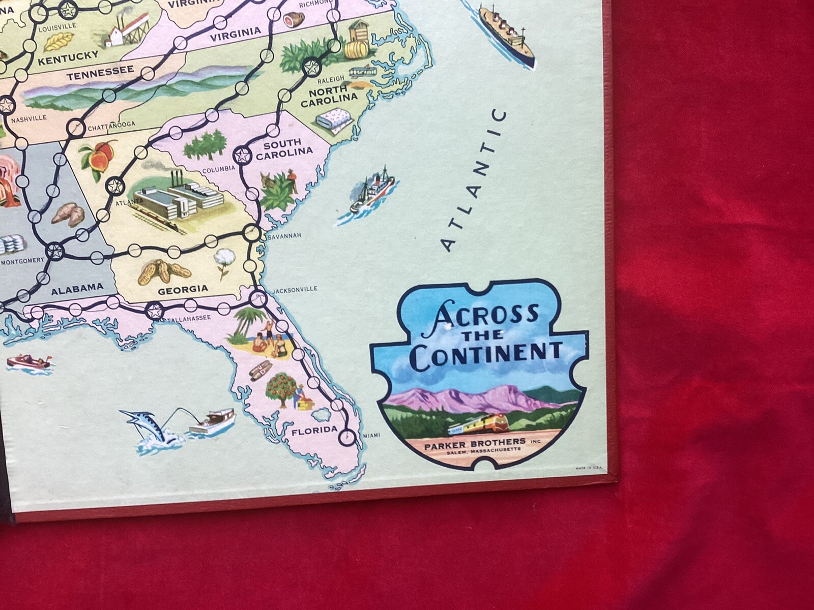 Parker Bros. “Across The Continent” 1952 Board Only Vintage