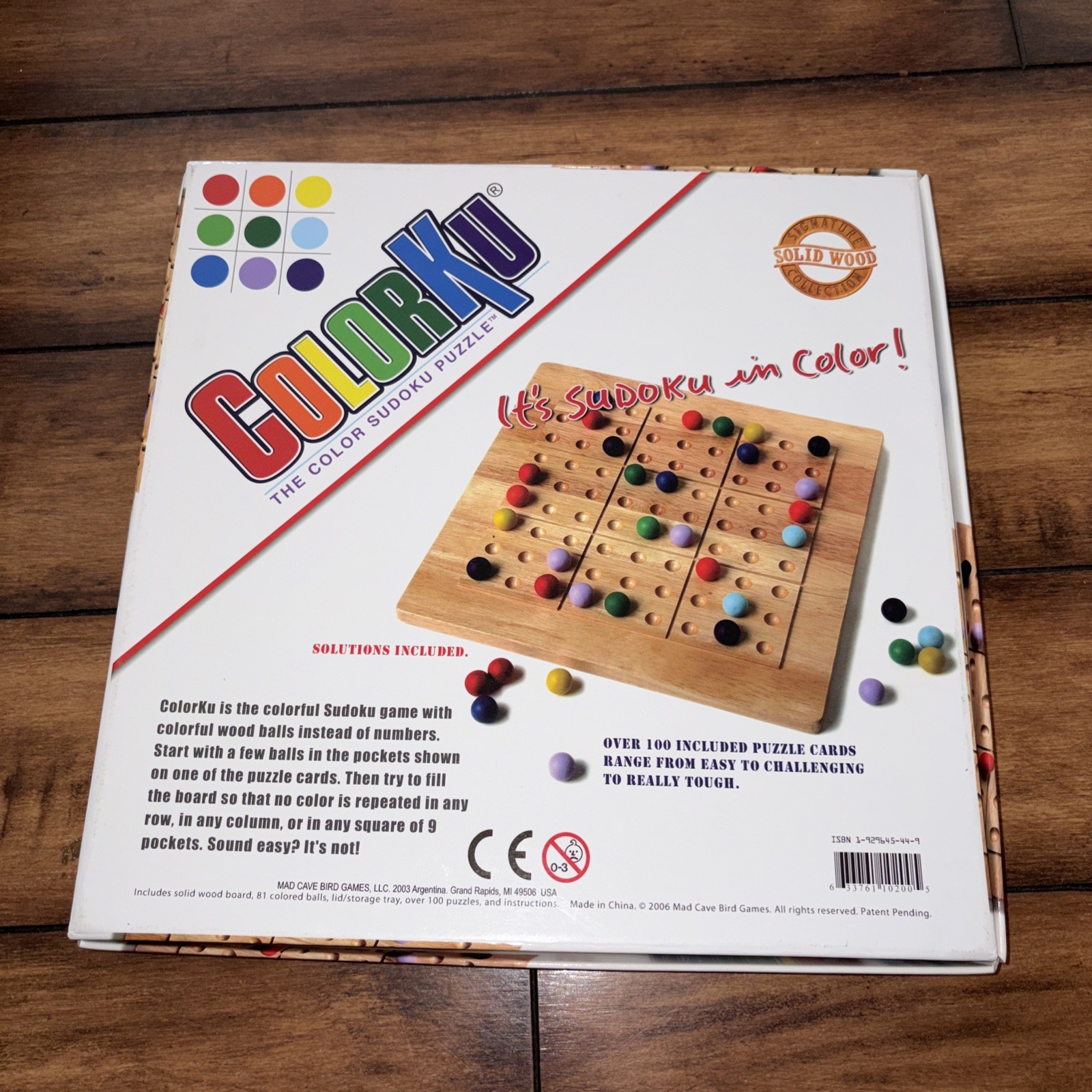 ColorKu Wooden Color Sudoku Puzzle Game COMPLETE w/ Box Solutions NEW