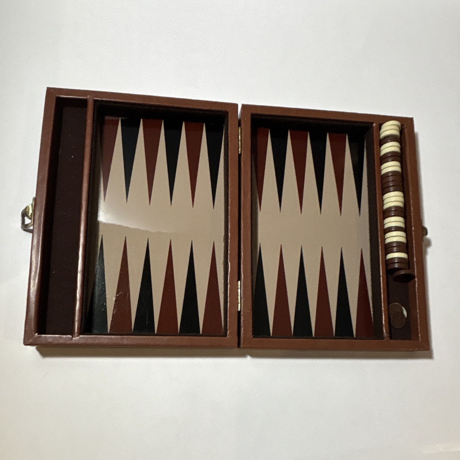 Wooden Backgammon Board Game Set Folding Case 2-Player – Faux Leather
