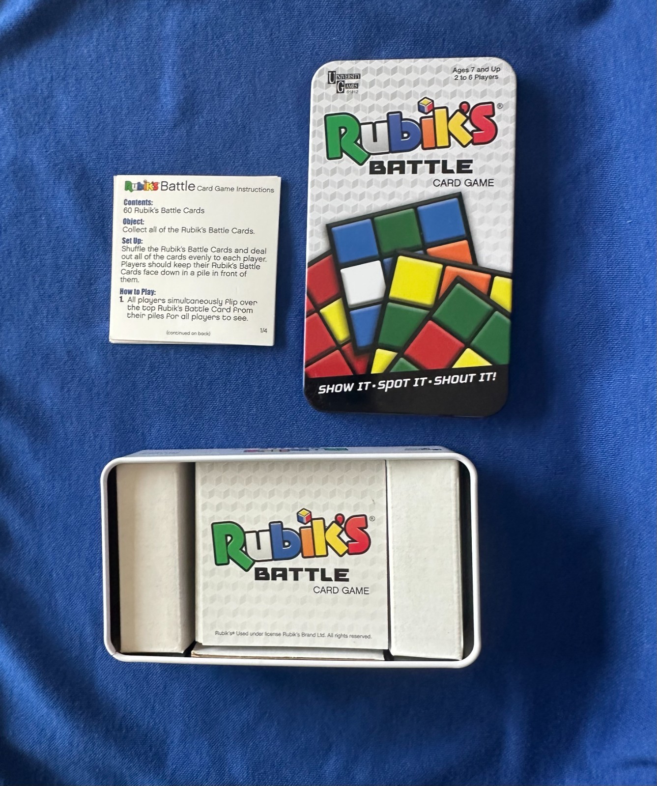 Rubik’s Battle Card Game in Tin, Great Brain Game, open but never played