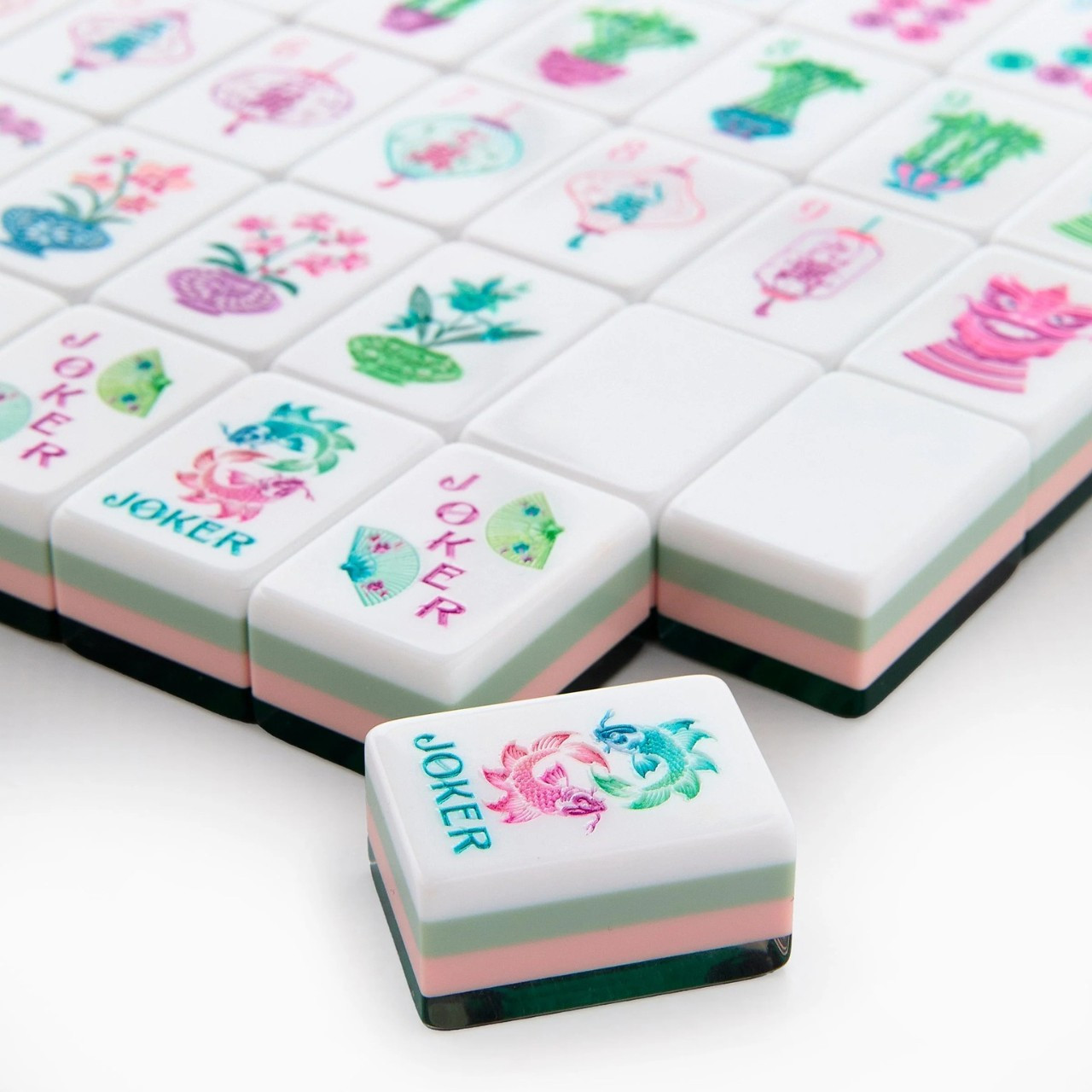 160Pcs 4-Layer Acrylic Green Diamond Engraved American Mahjong Set fast ship