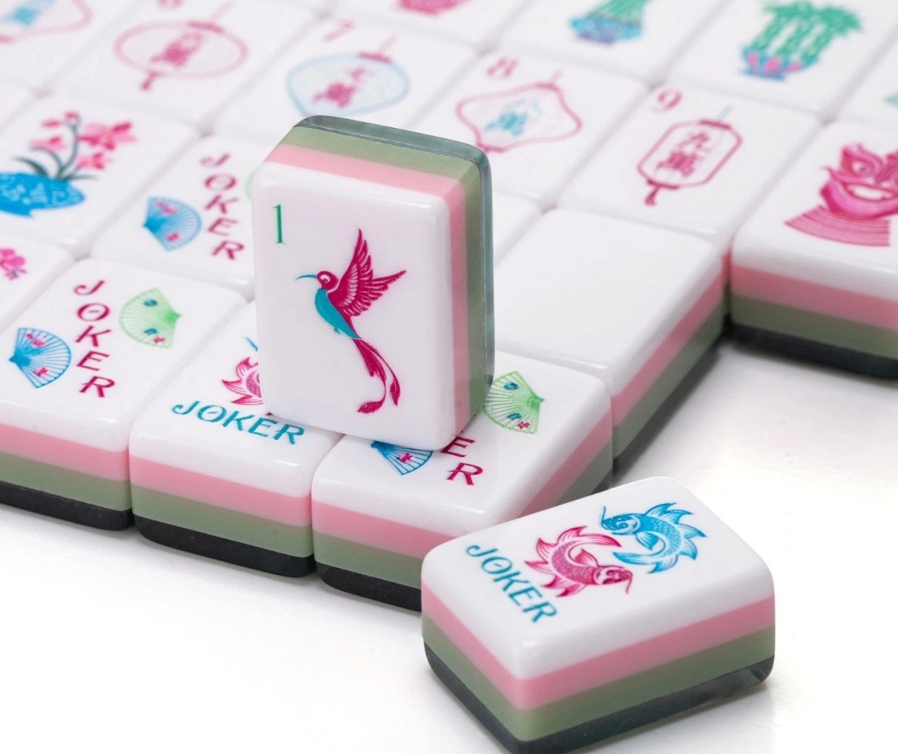 American Mahjong Tiles 160-Piece Acrylic 4-Layer Emerald Green + Storage bag