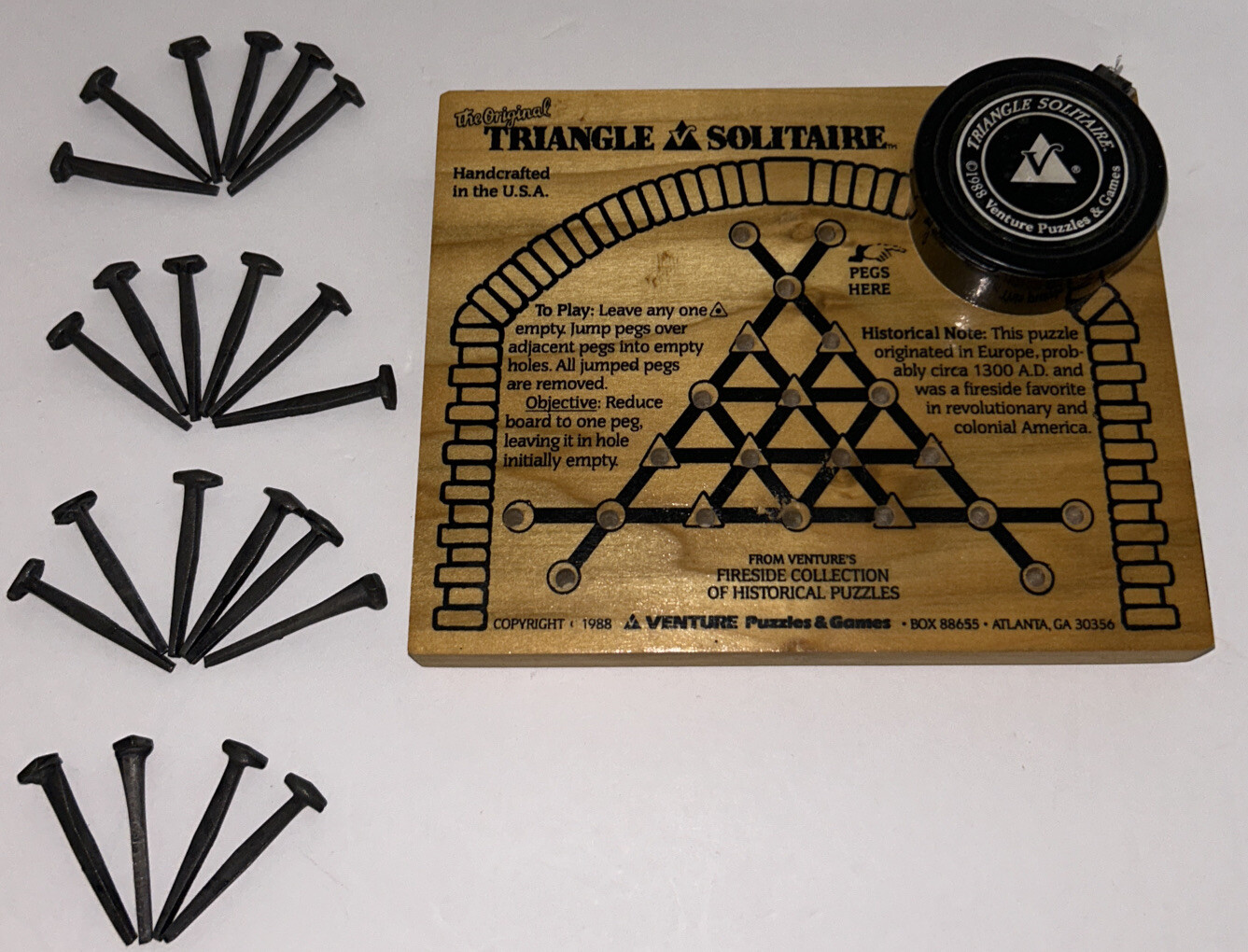 NEW Vintage 1988 The Original Triangle Solitaire Wood Game – Venture’s Fireside