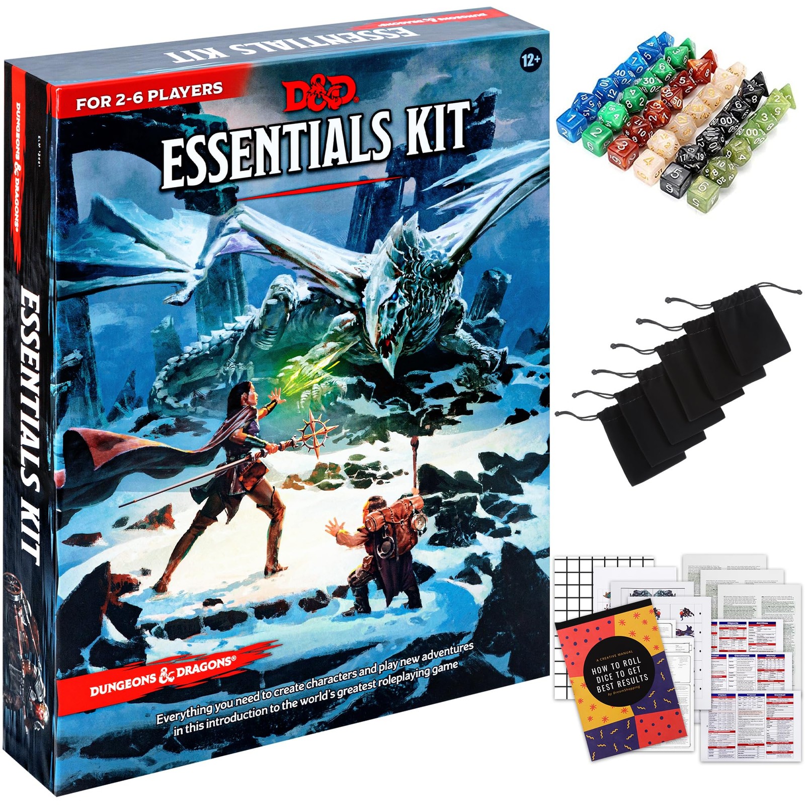 Craftycrocodile Dungeons And Dragons Essentials Kit – Set Bundled 6 Dice Sets