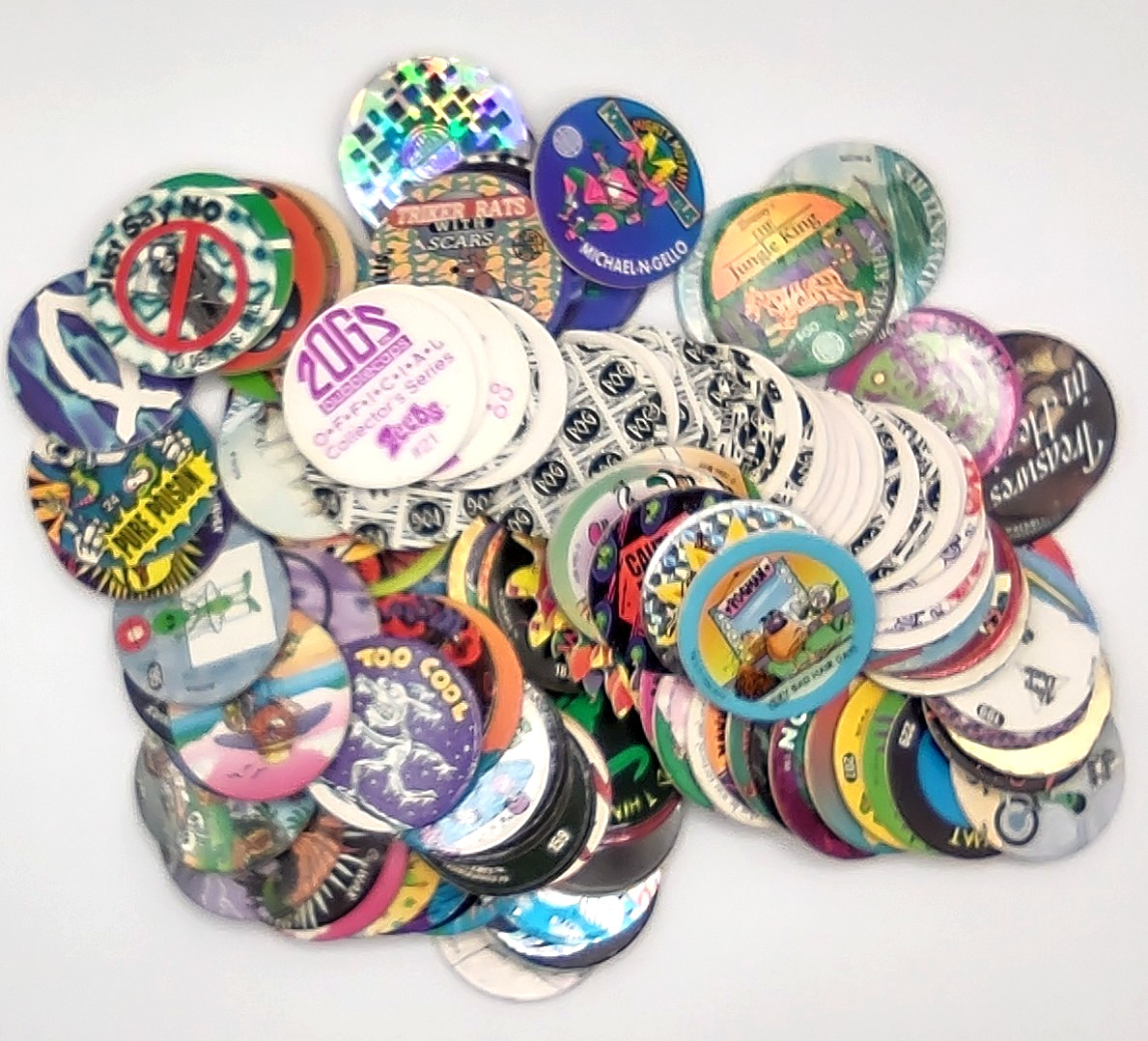 Pogs Cardboard Assortment Lot Of 148 With Container