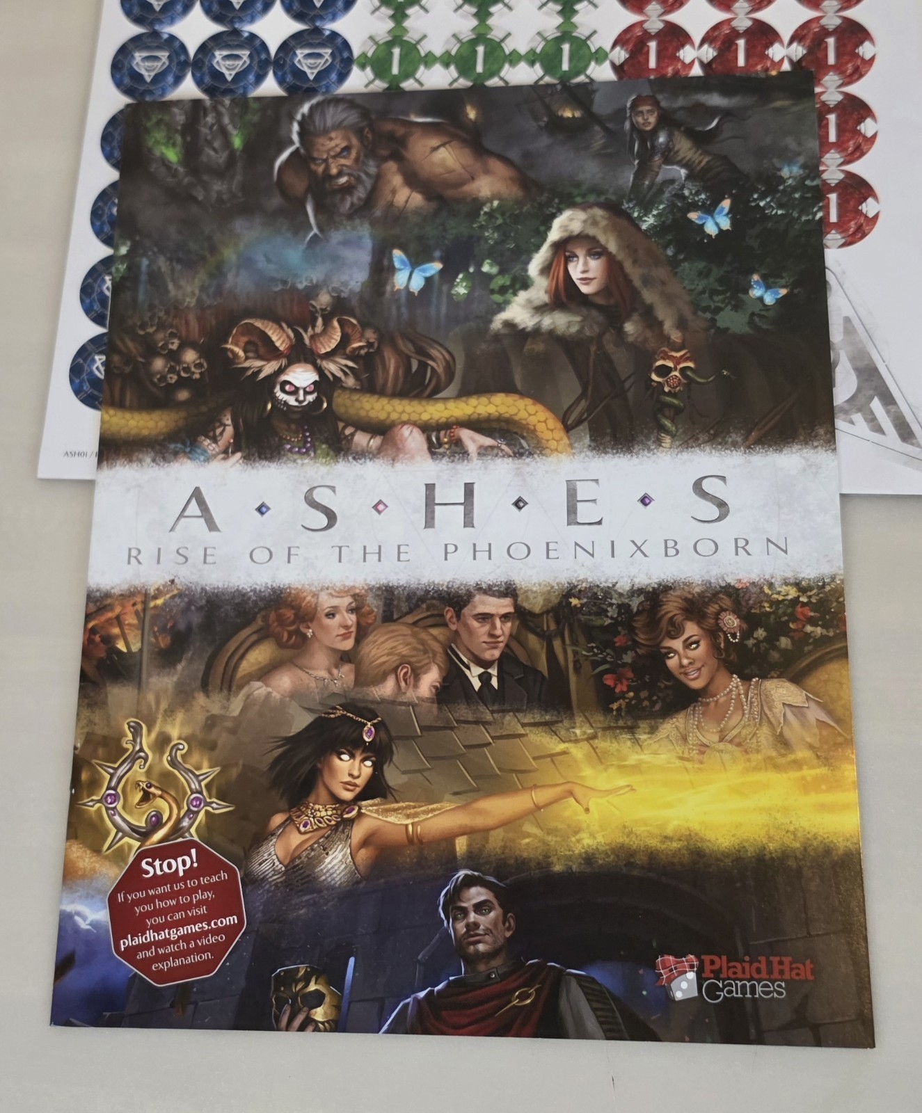 Ashes Reborn: Rise of the Phoenixborn Board Game by Plaid Hat Games Open Box
