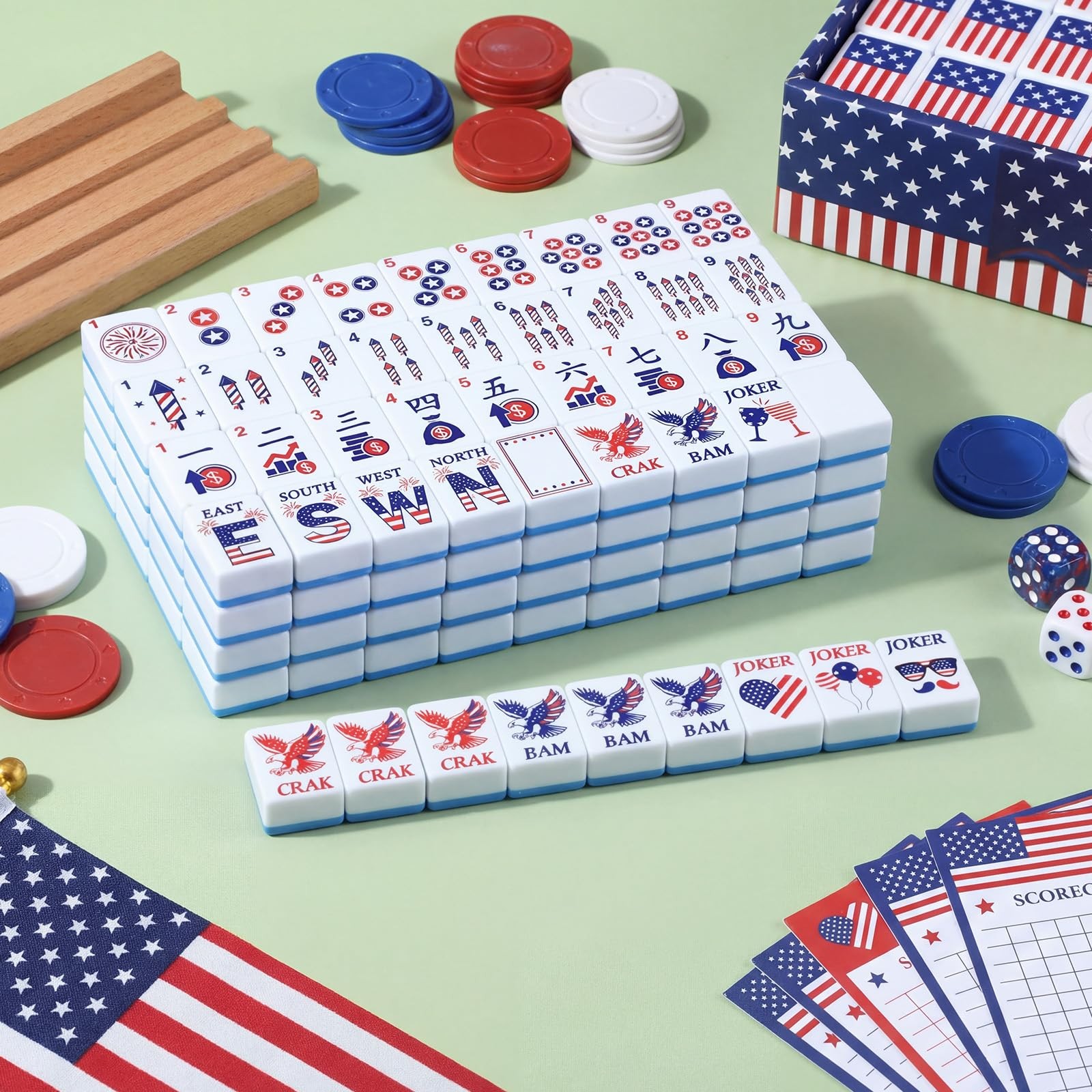 Arrowbash 160 Pcs American Mahjong Tiles Set 1.2 Inch Mah Jong Game Pieces wi…
