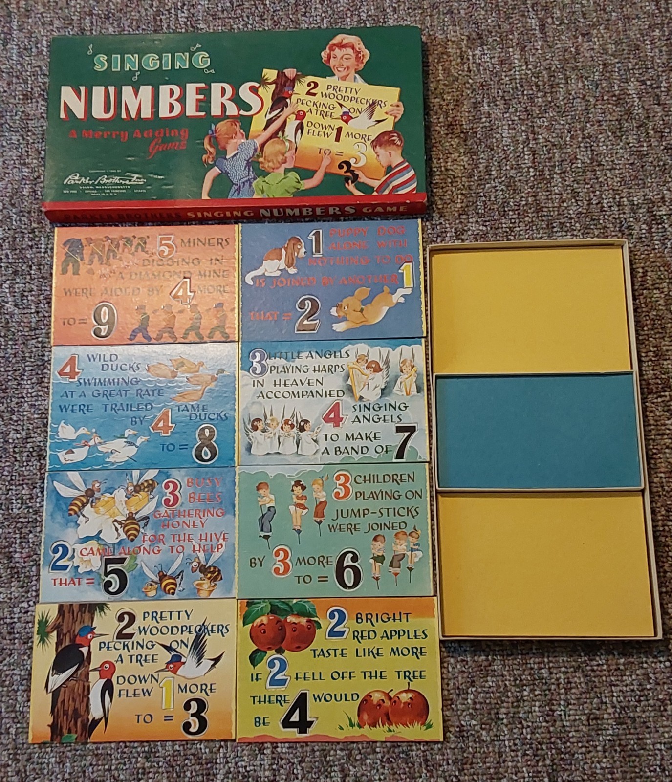 RARE ANTIQUE SINGING NUMBERS PARKER BROTHERS BOARD PUZZLE GAME VTG KIDS TOY 1950