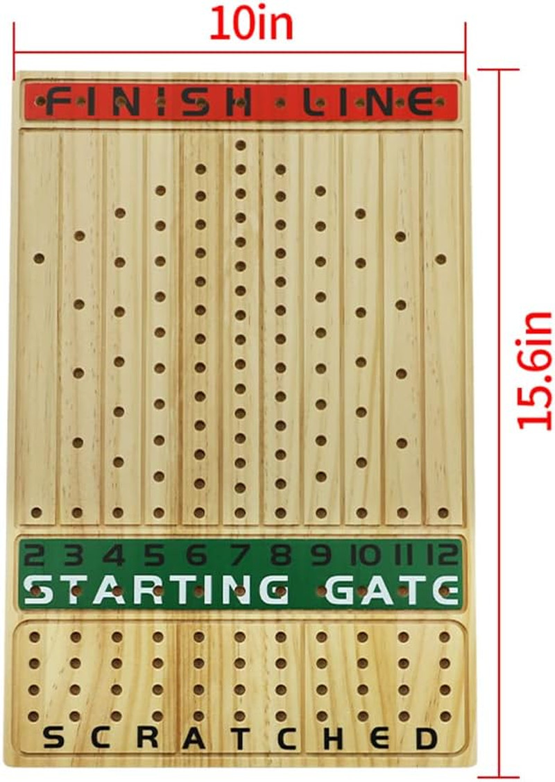 Horse Race Board Game, Thickened Solid Wood with 11 Durable Classic Metal Horses