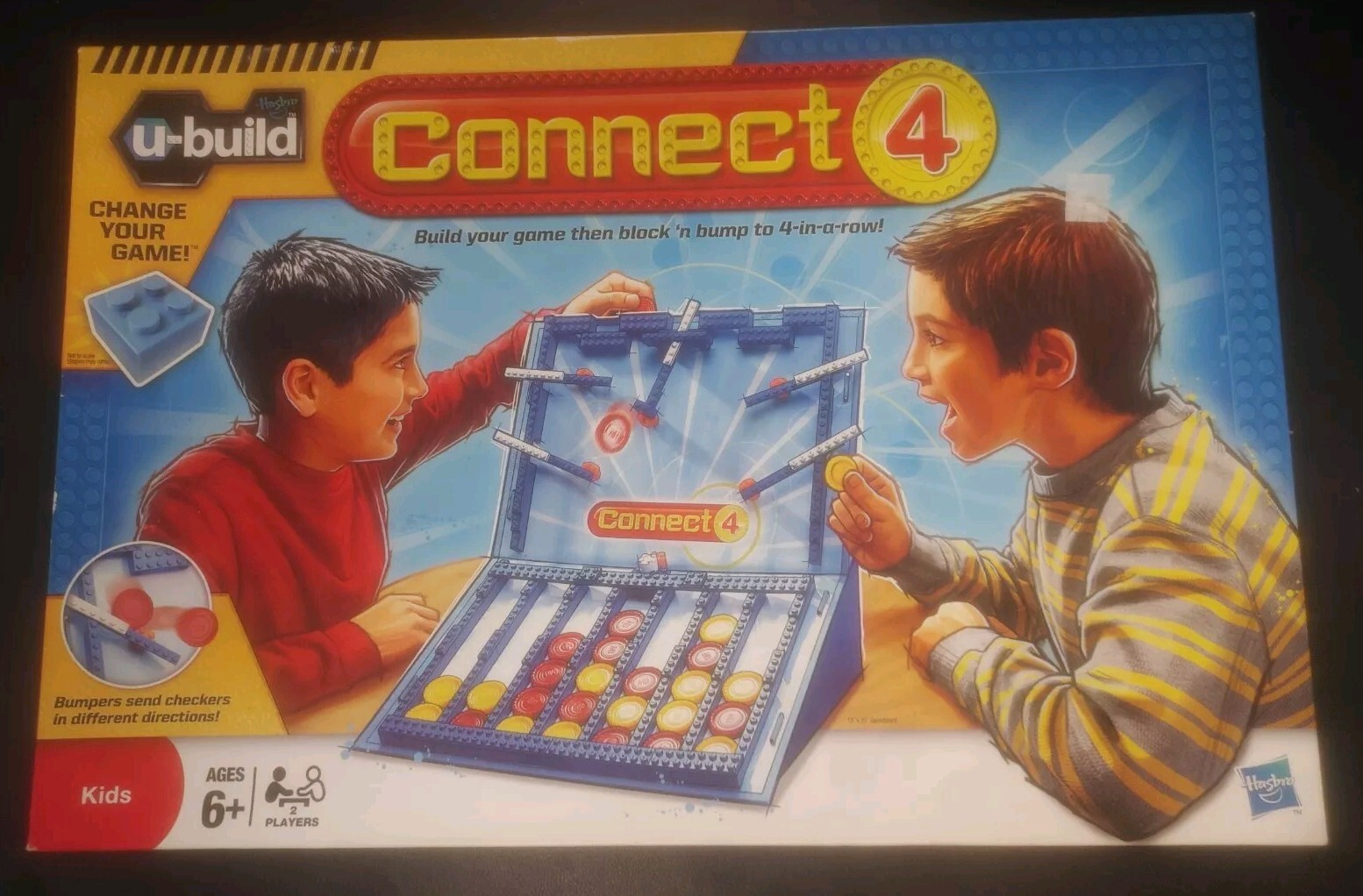 *as is* HASBRO U-BUILD CONNECT 4 LEGO SYSTEM BOARD GAME FUN STRATEGY GAME *as is