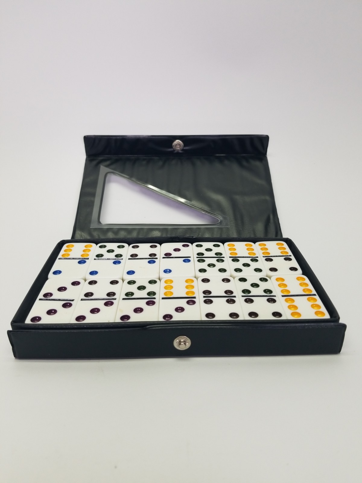 PuremcoDominies Double 6 Tournament Size In A Black Faux Leather Case