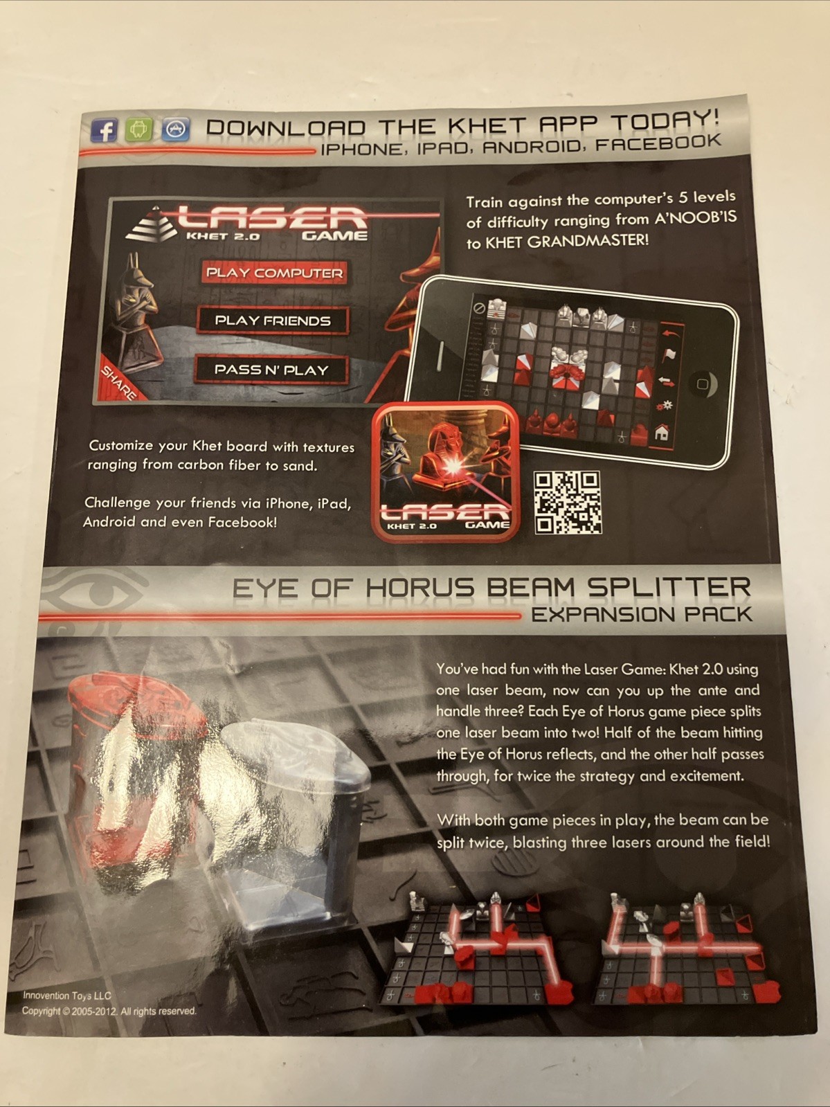 Laser Khet 2.0 Board Game Innovention Toys Strategy Instruction Only