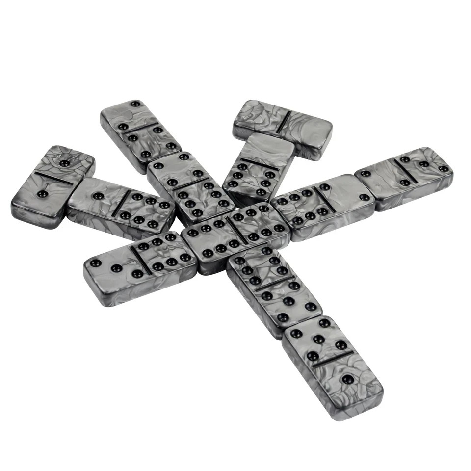 Dominos Set for Adluts Double 6 Jumbo Domino Set 28 Thick Marbleized Black …