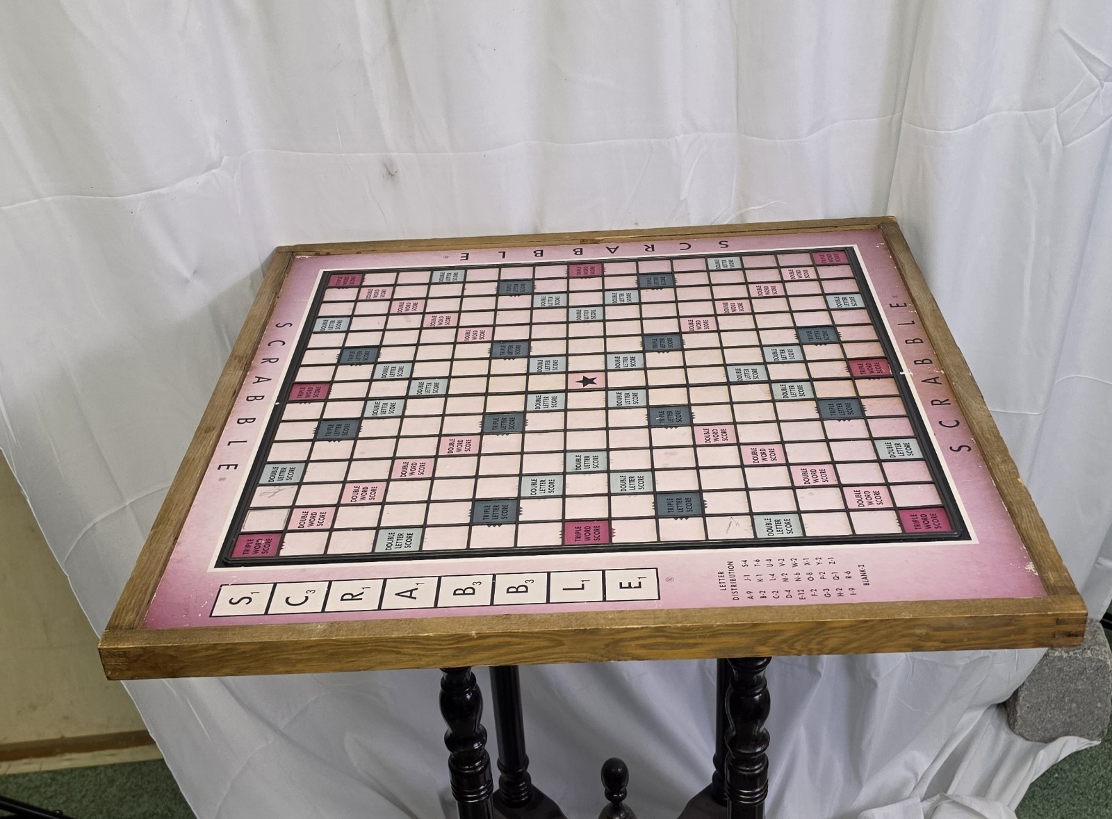 Vtg Rare Scrabble Board Lazy Susan Large Huge Giant Restoration Hardware 26×26