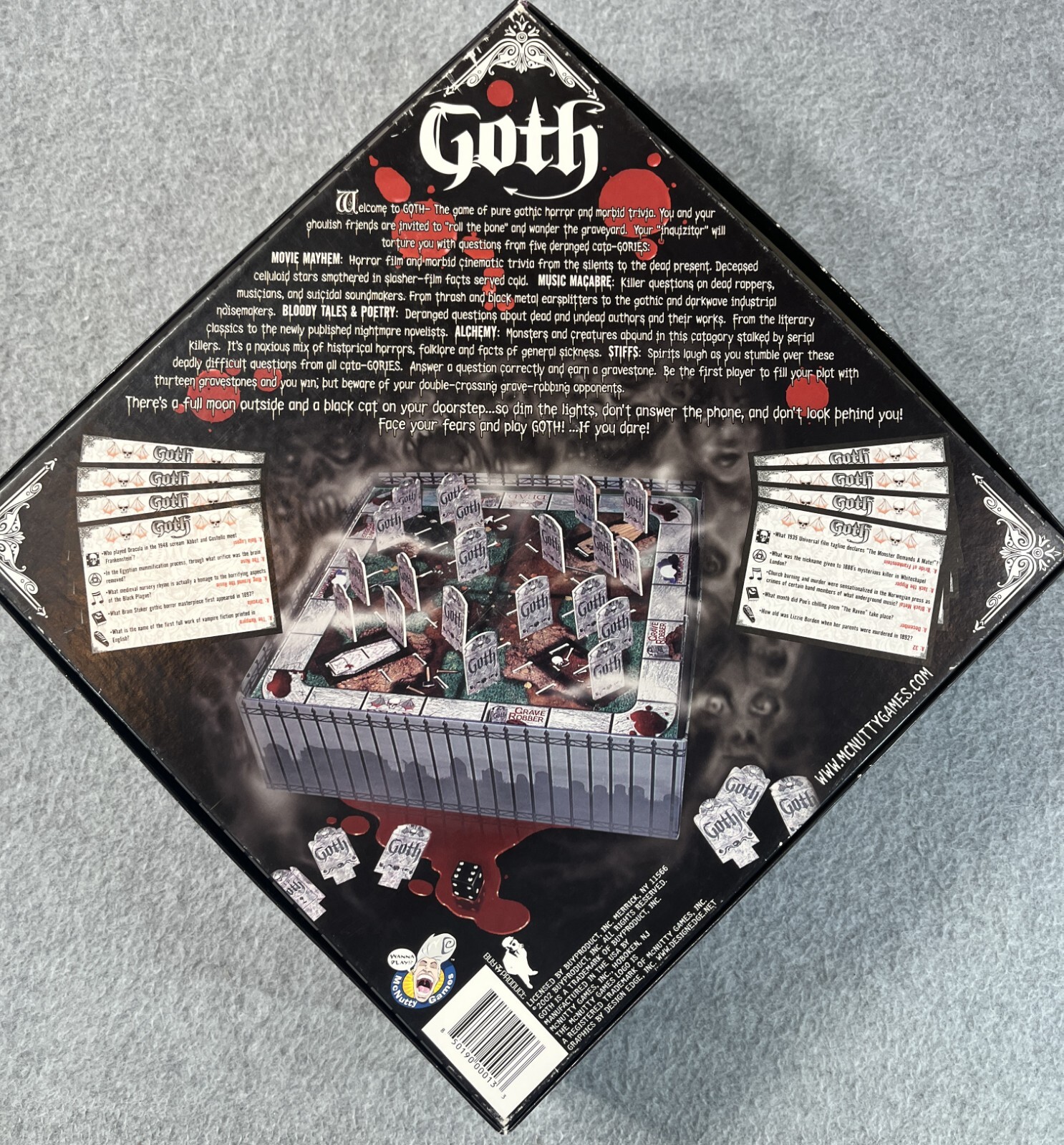 Goth The Game of Horror Trivia McNutty Board Game 2002 4 Person Vintage CIB Fun