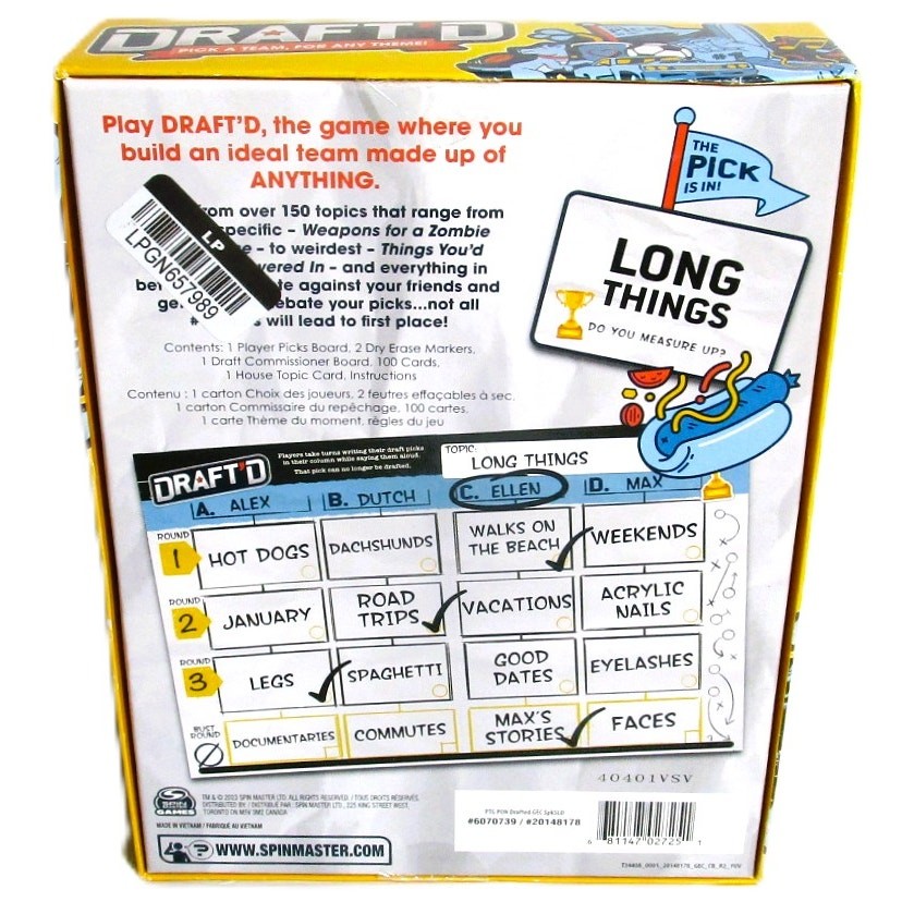 Spin Master DRAFT’D Party Card Game Build Your Team 100 Topic Cards 14 Years+