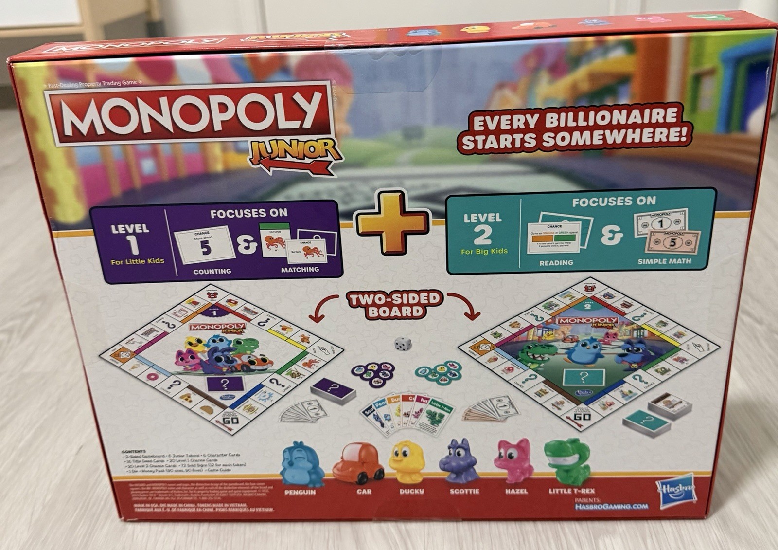 Hasbro Monopoly Junior Board Game 2 Games In 1 Level 1 & 2 Ages 4+ New In Box