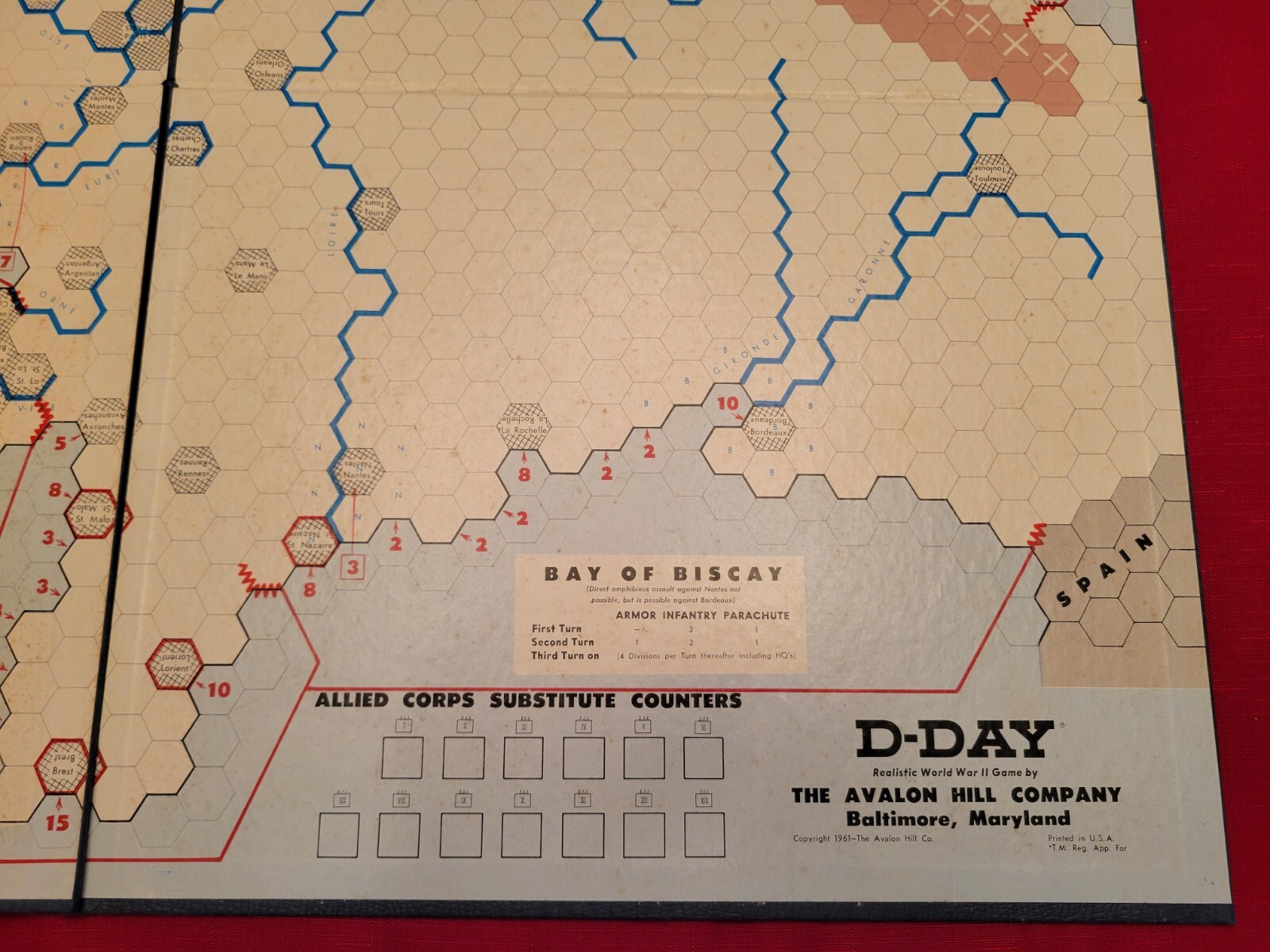 1961 Avalon Hill D-Day 508 World War II Board Game Realistic Tournament Complete
