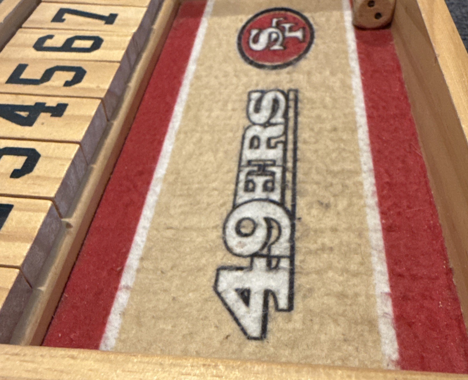 San Francisco 49er’sWooden Shut The Box Dice Game Board Game NFL Tailgating!