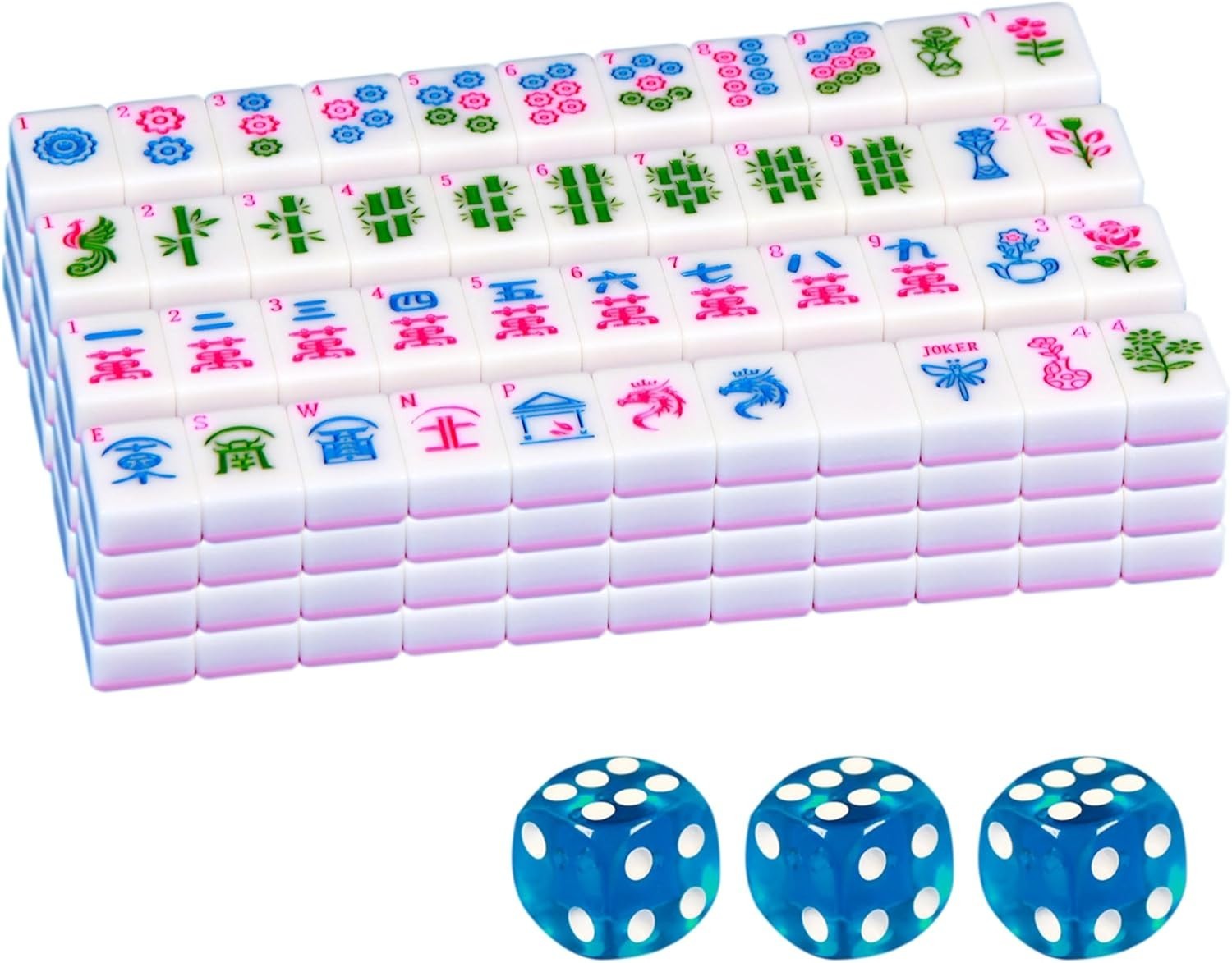 Pink Mahjong Tile Set 1.2 Inch American Mahjong Set 166 Mahjong Set