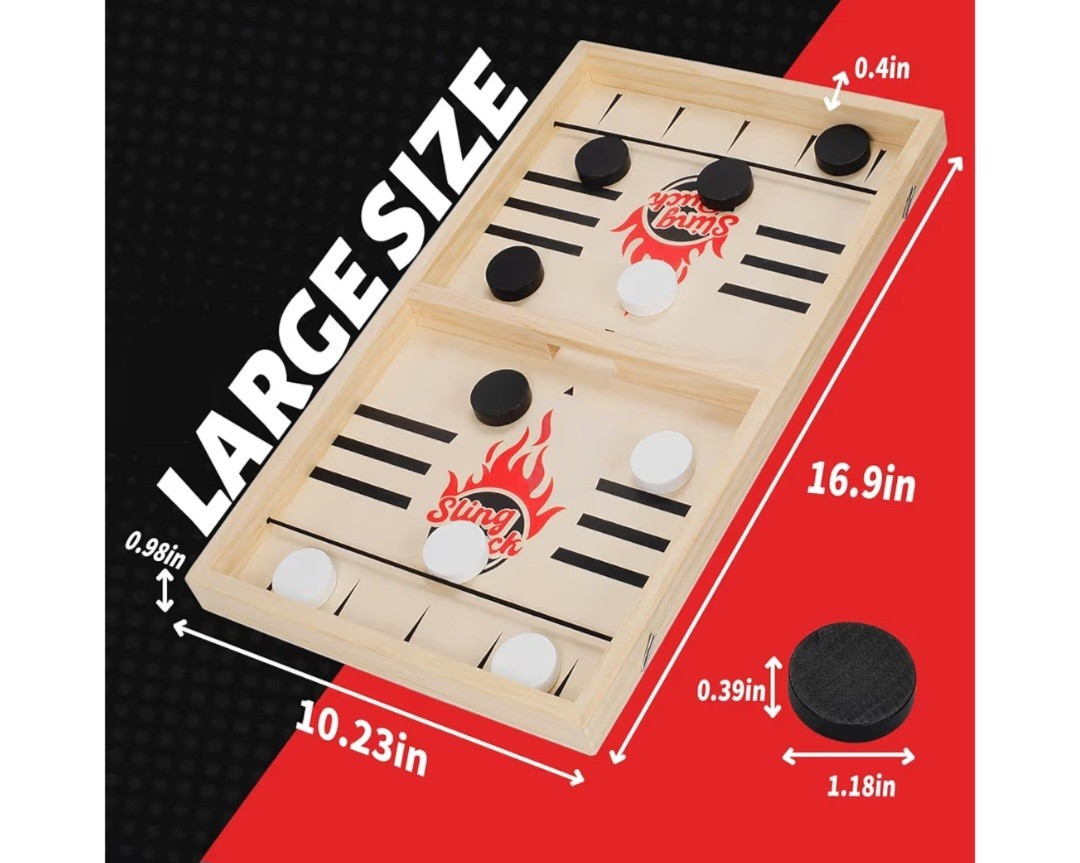 Sling Puck Wooden Fast Sling Hockey Game 2 Player Table Game Open Box New