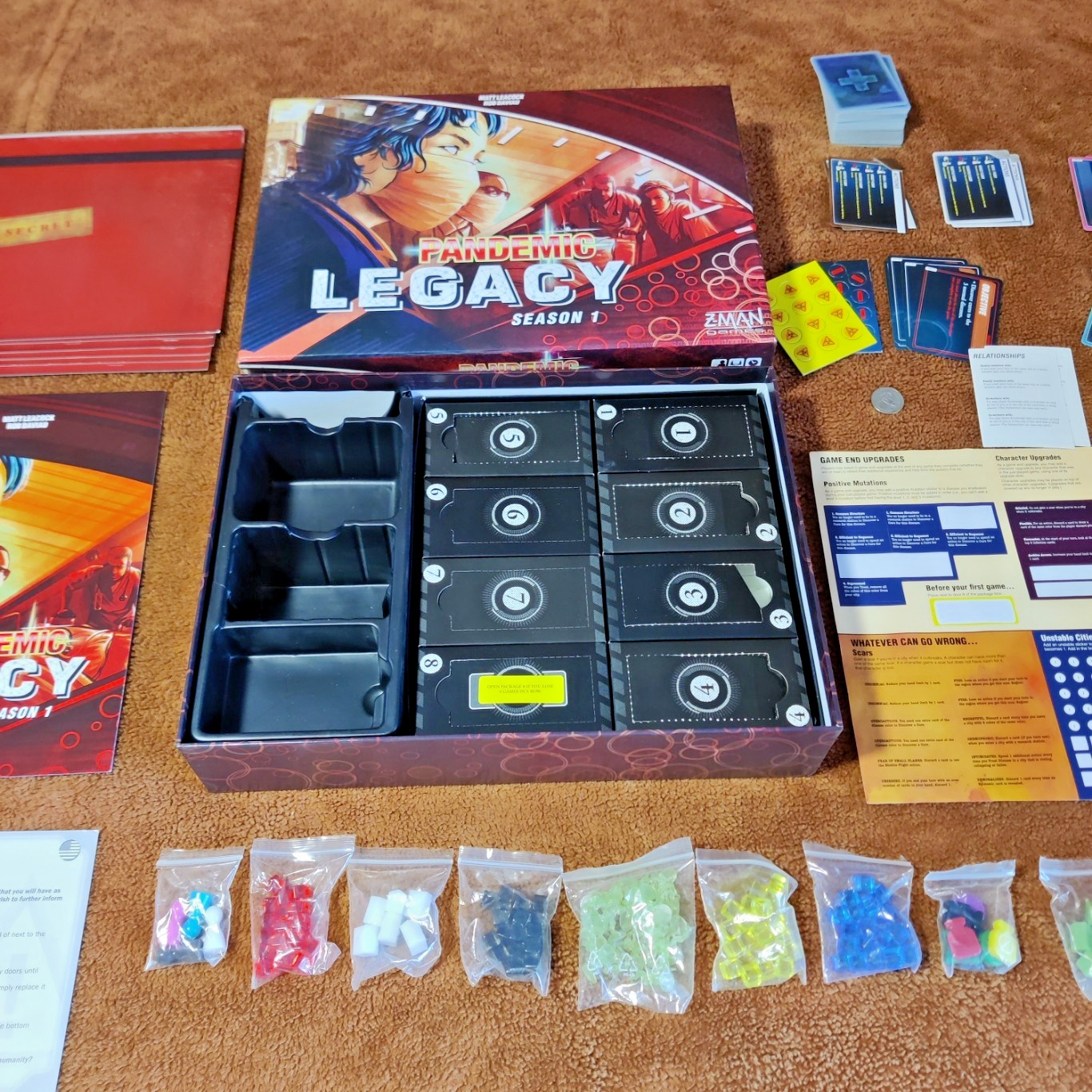Pandemic Legacy Season 1 Board Game 100% Complete Z-Man Games Used