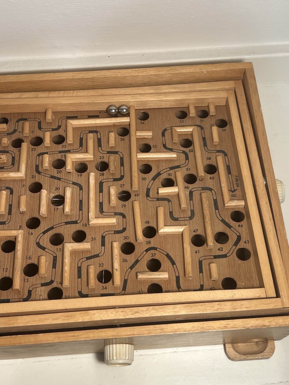 Vintage Brio Marble Labyrinth Wooden Board Game w/2 balls Works