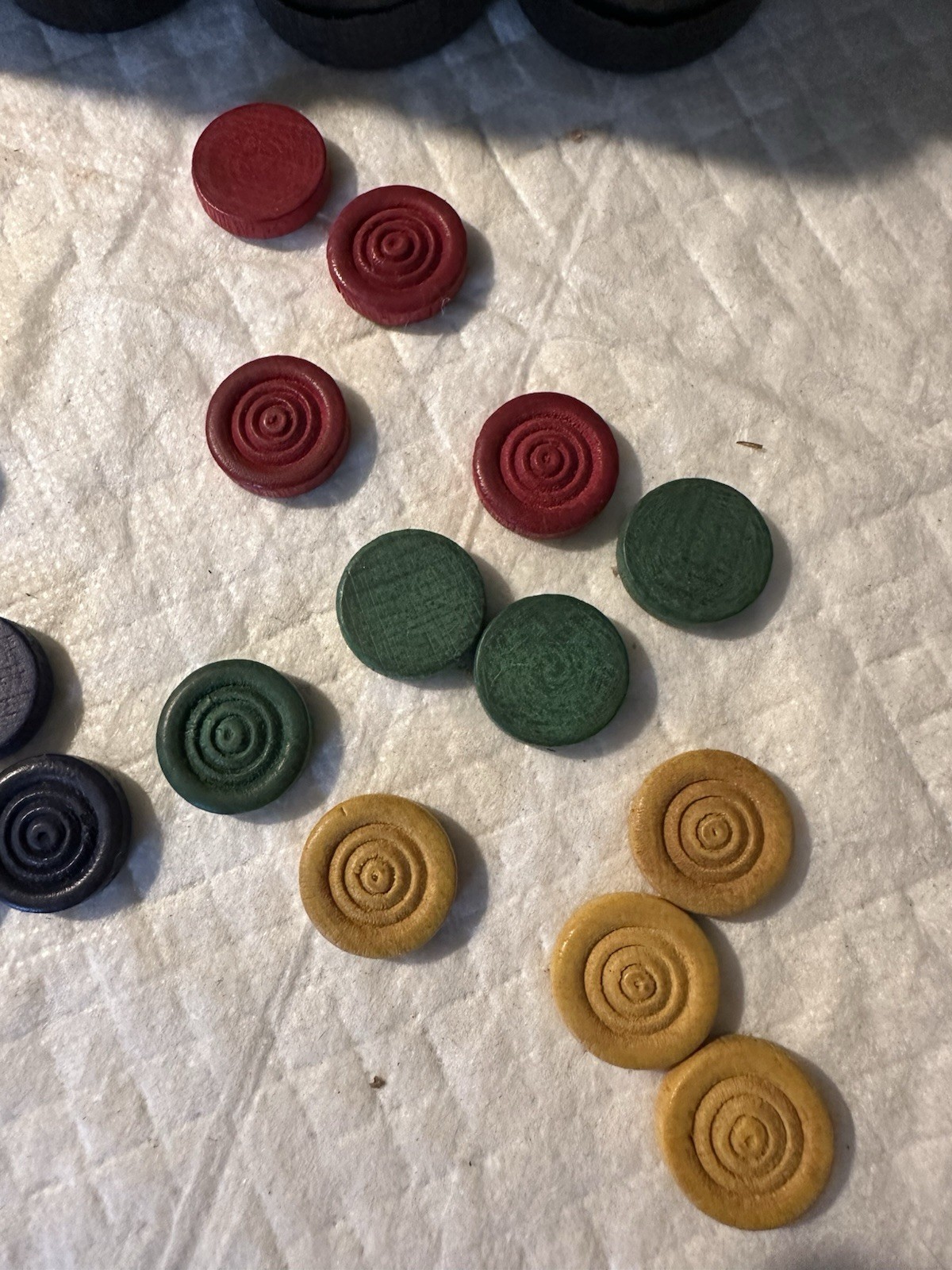 Vintage 1938 Selchow & Righter Parcheesi Box Game Parts Pieces Tokens Dice