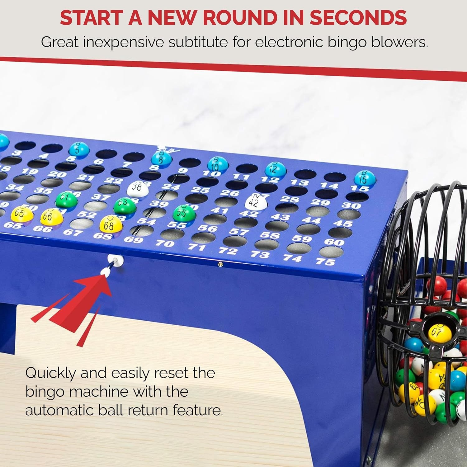 Bingo Game Deluxe Set with Cage, 7/8 Inch Balls and Master Board All-In-One Tabl