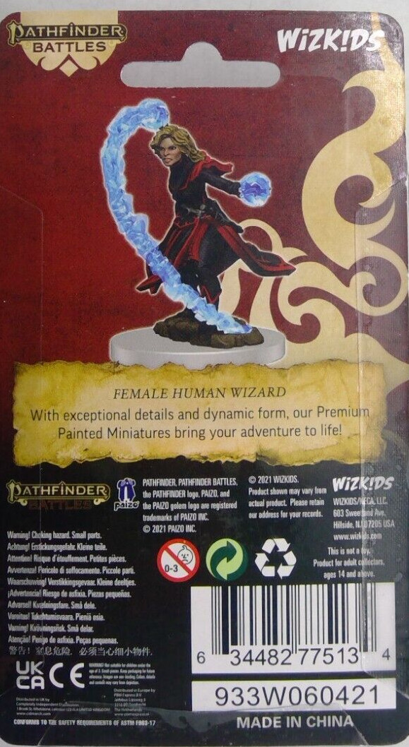 PATHFINDER BATTLES FEMALE HUMAN WIZARD PREMIUM MINIATURES EXP BRAND NEW