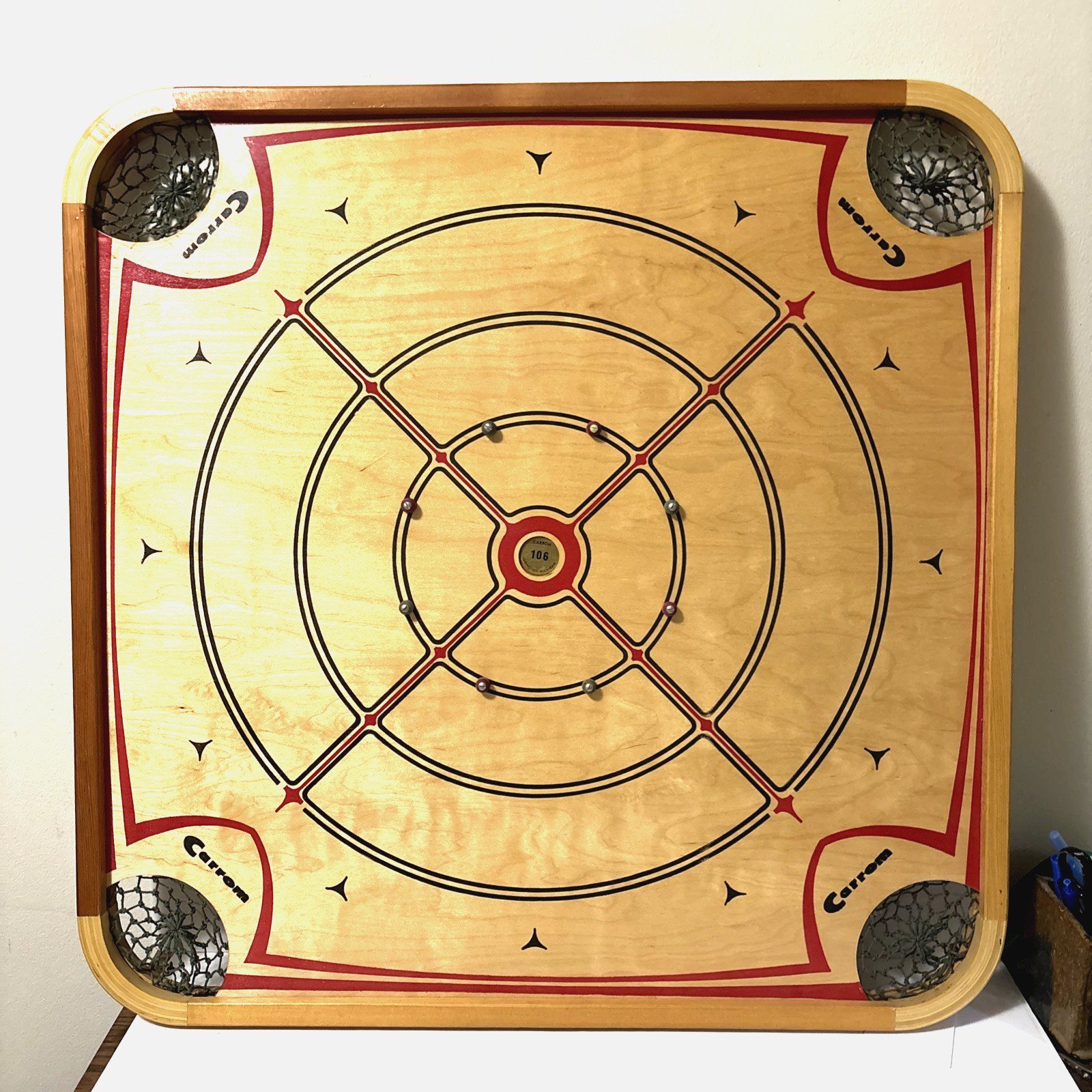 Vintage 1960s Carrom Game Board Model 106 With Original Box Wooden Double Sided