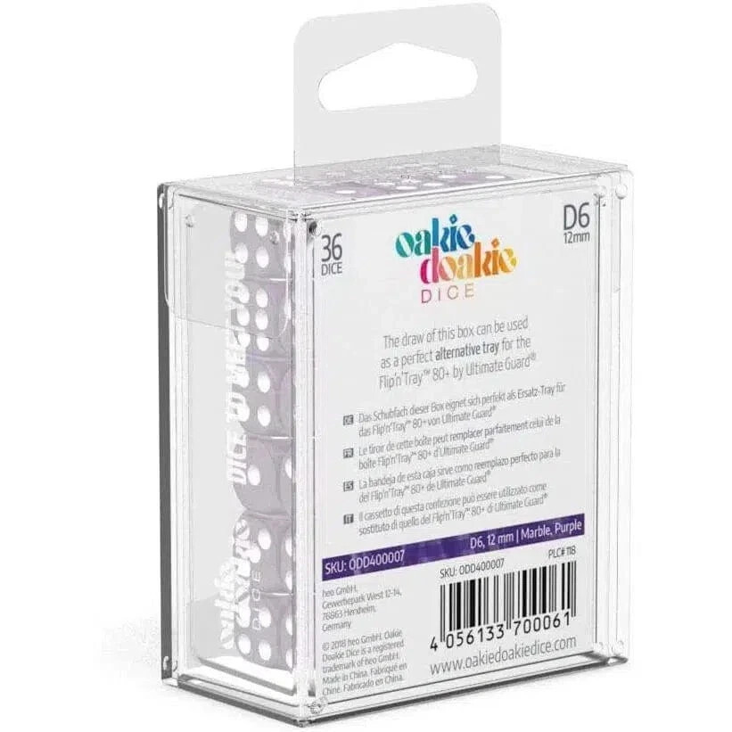 Oakie Doakie Dice Dice D6 12mm Marble – Purple