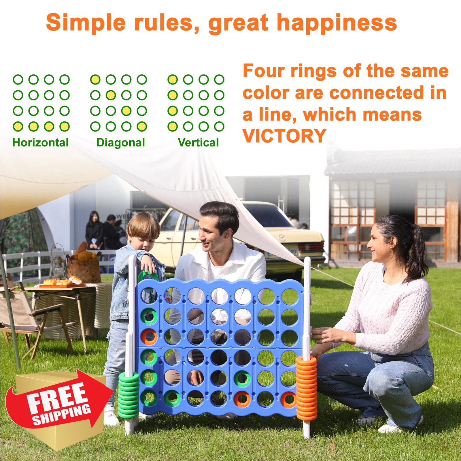 LDDAL Patent Authorized Giant 4 Connect in a Row Game, Height Adjustable Jumb…