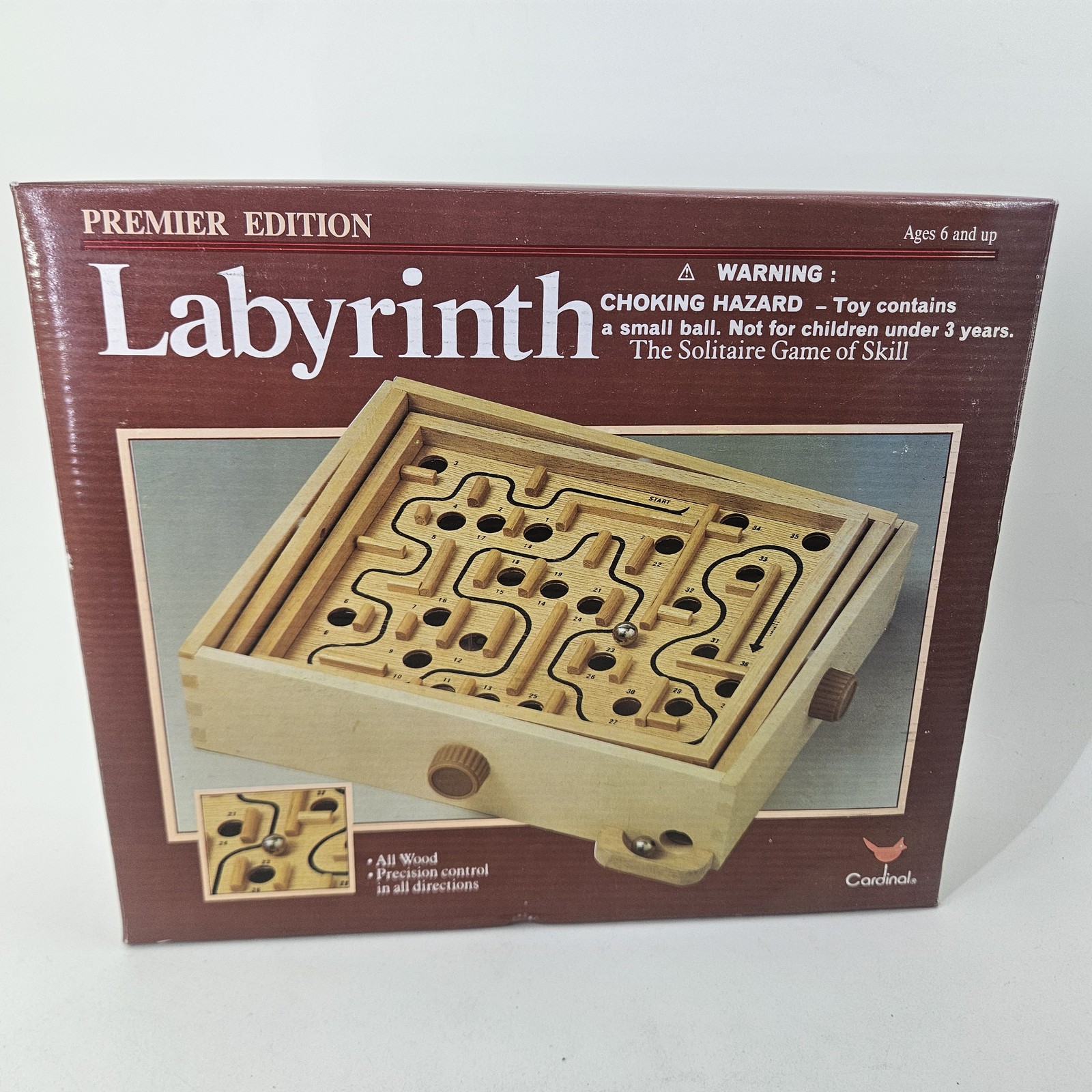 Cardinal Premier Edition Labyrinth Wooden Maze Skill Game Ages 6+ Solitaire New
