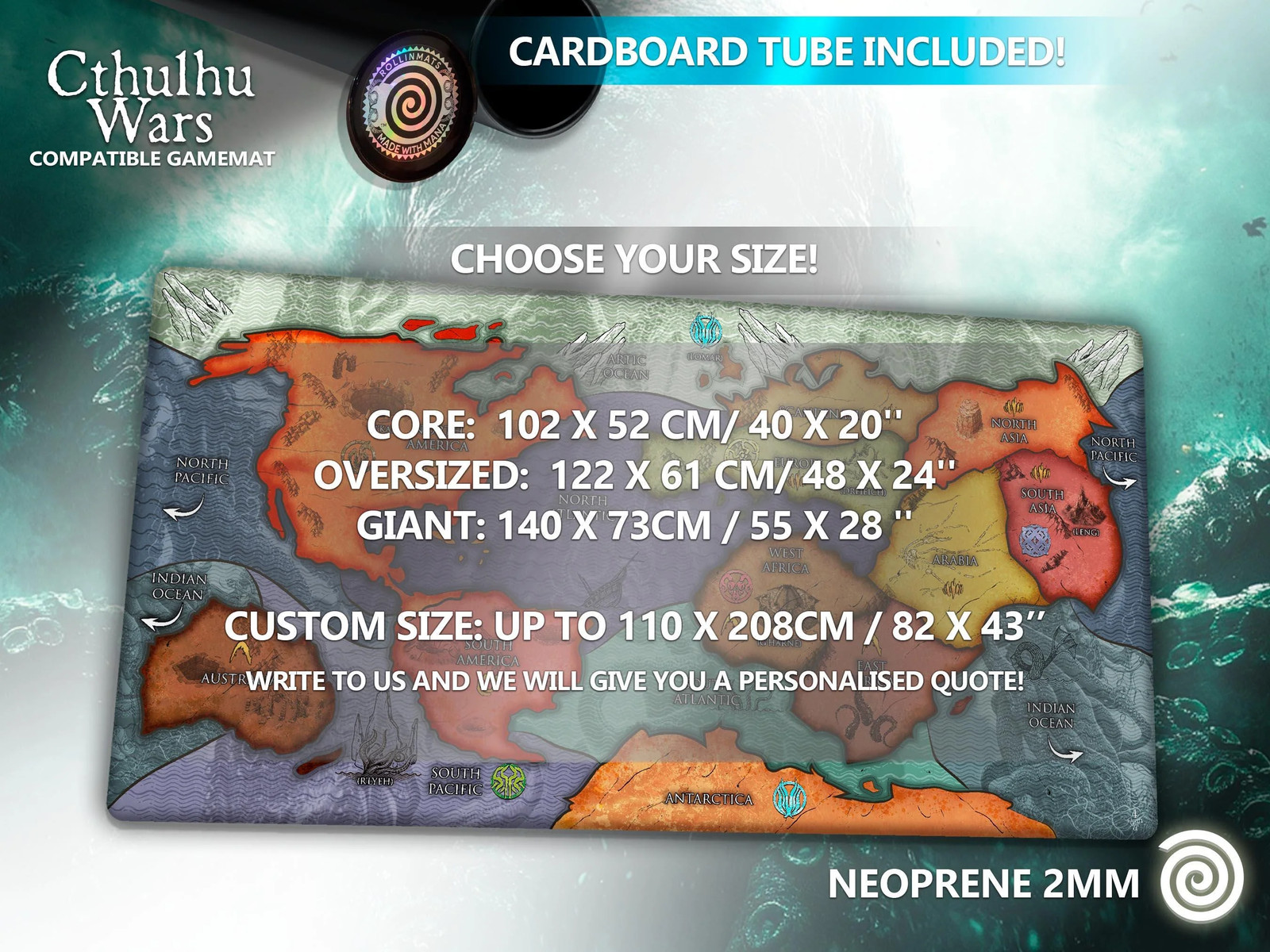 Playmat Cthulhu Wars Compatible Gamemat (Giant / Oversized sizes)