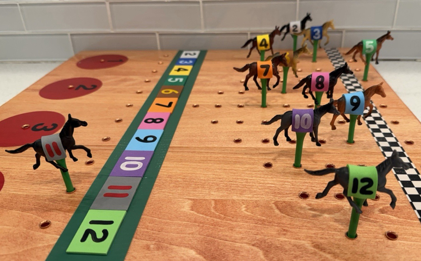 Custom Horse Game Pieces Tokens Race Derby – handmade #’s saddles GREEN tees