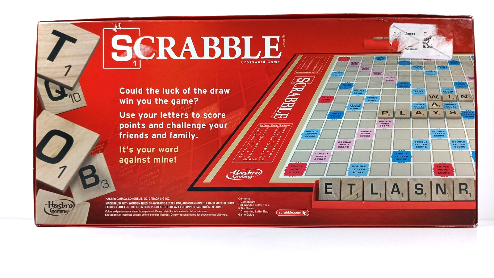Scrabble Crossword Game *BOARD, BOX & INSTRUCTIONS ONLY* Hasbro 2014 For Parts O