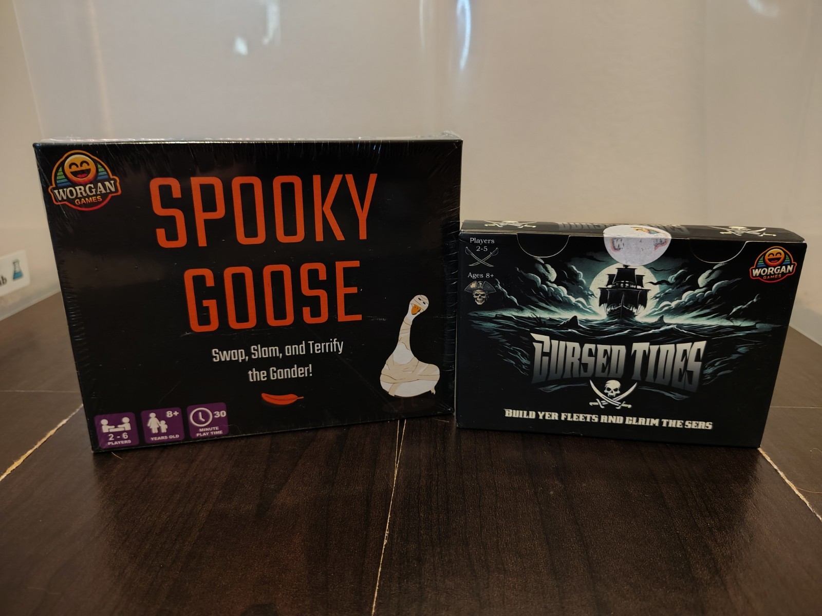 Bundle ~ 2 NEW / SEALED Worgan Games ~ Spooky Goose & Cursed Tides ~ Family Game