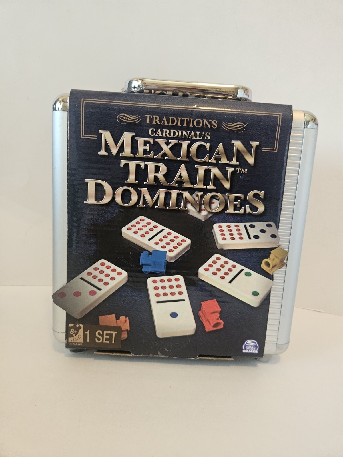 Traditions Cardinals Mexican Train Dominoes Game in Aluminum Carry Case