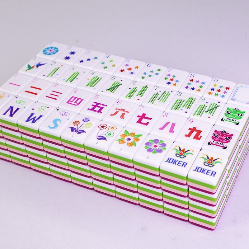 NEW! Vibrant Layered Mahjong Tiles Full American Set 160Tiles – Rosered acrylic