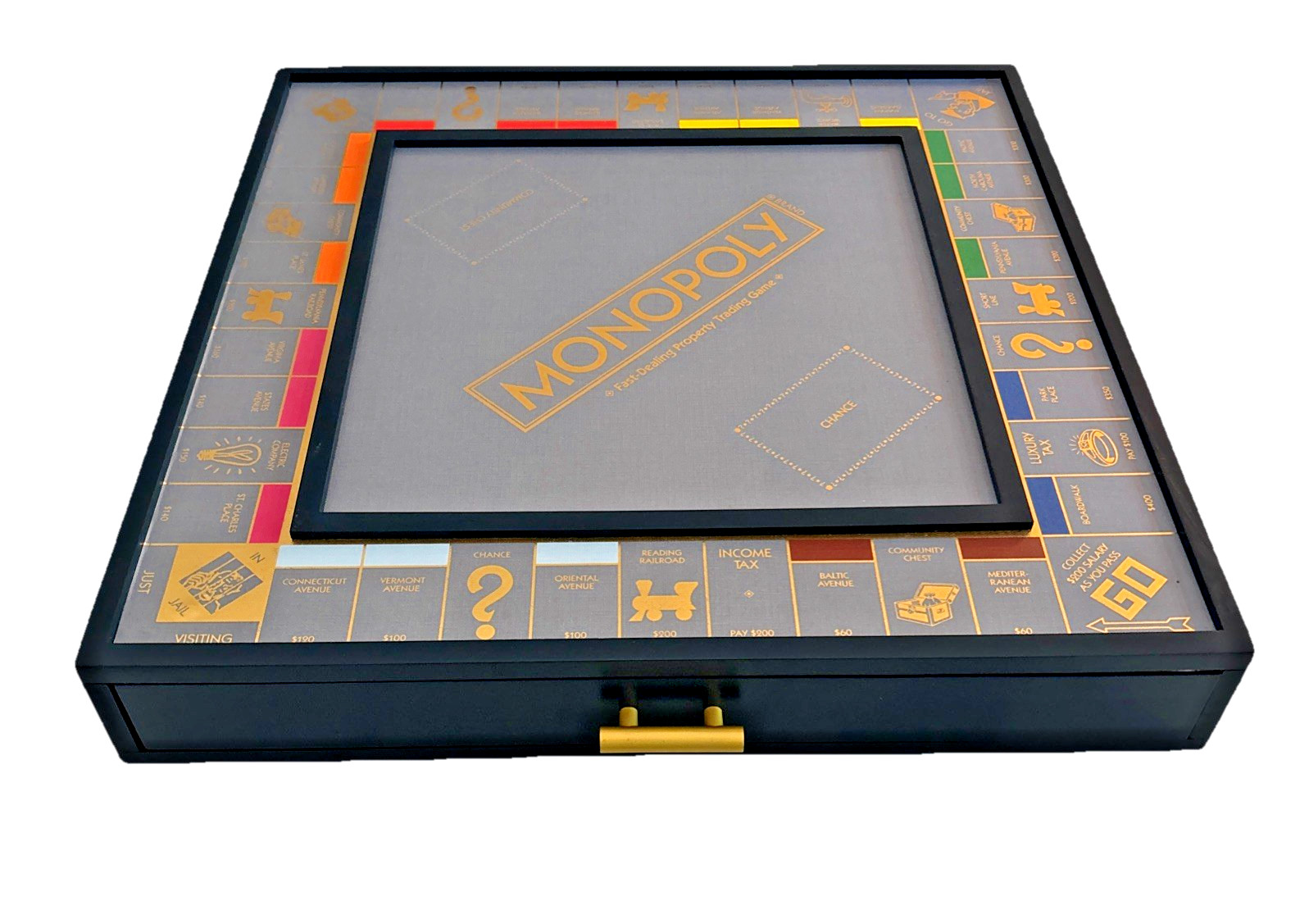 Monopoly Luxury Edition Wooden Board Game Navy Blue Gold Foil WS Game Company