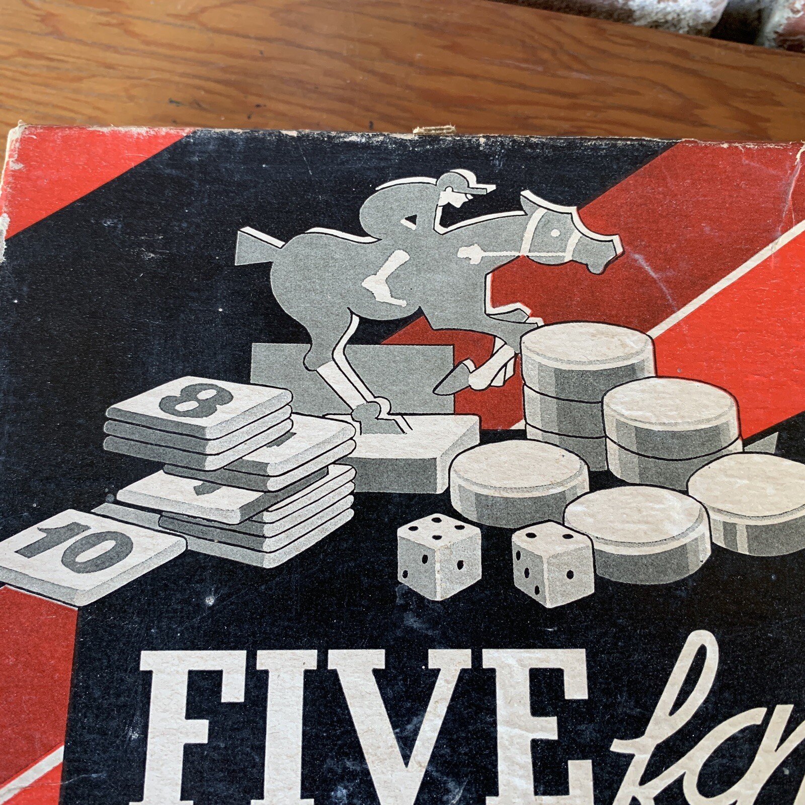 Vtg Game BOX ONLY prop Five Famous Favorites 1943 Horse Race Casino Game Rm Wall