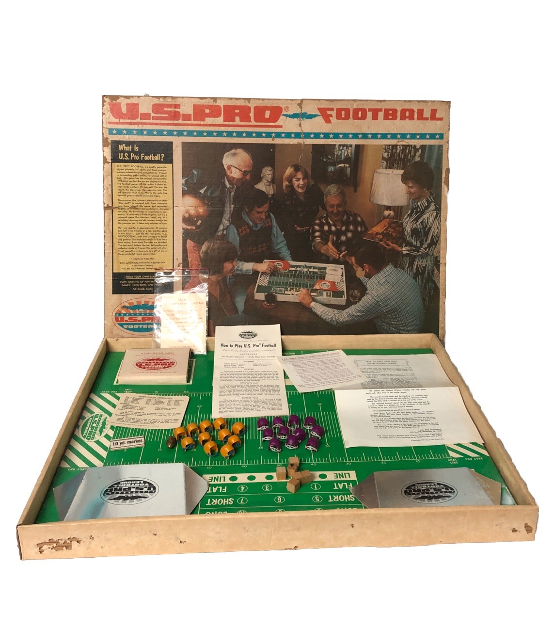 Vintage 1974 U.S Pro Football Board Game. Rare! Large 26”x19” Craft Plastix Co.